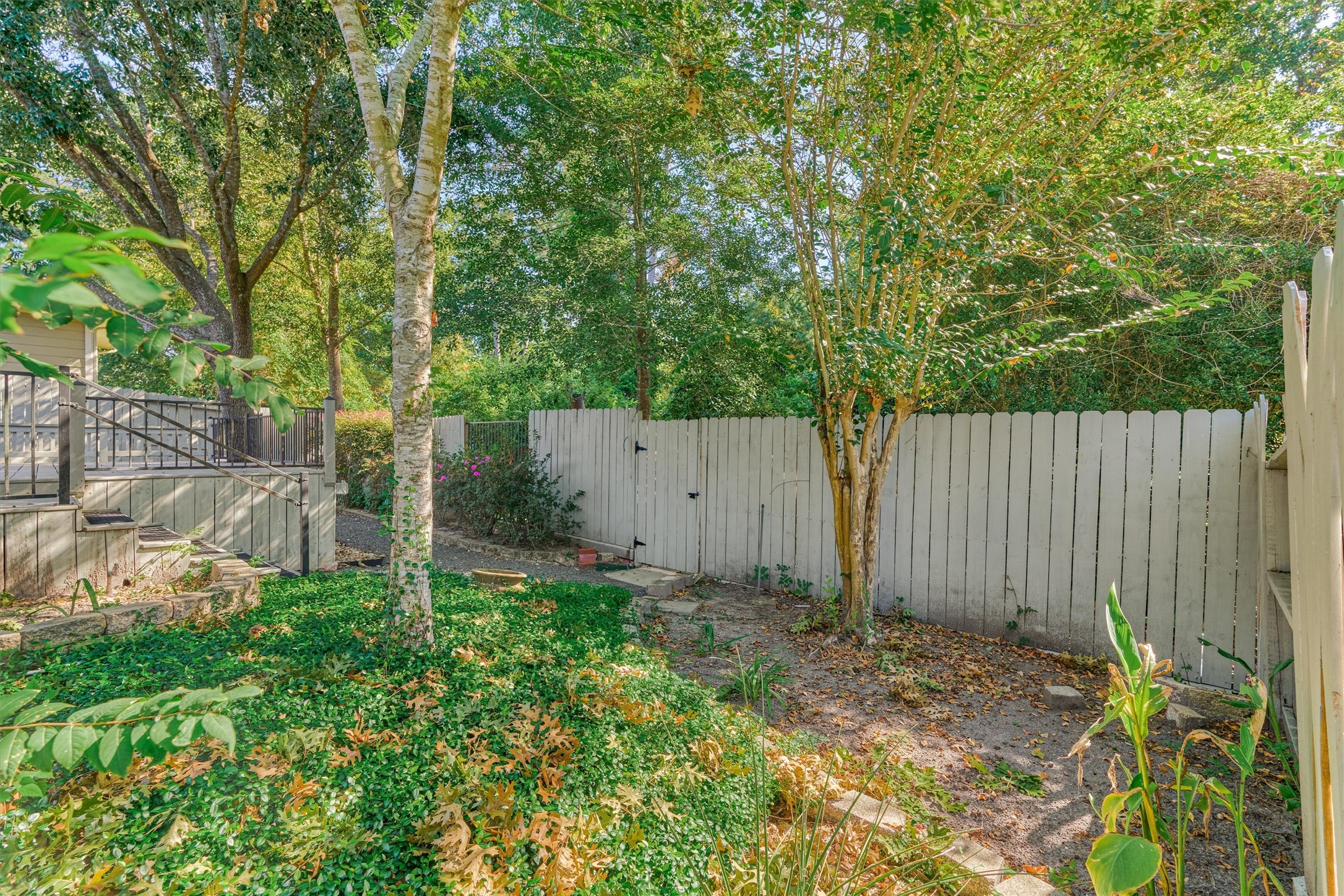 Another view of the mature landscaping in the backyard.
