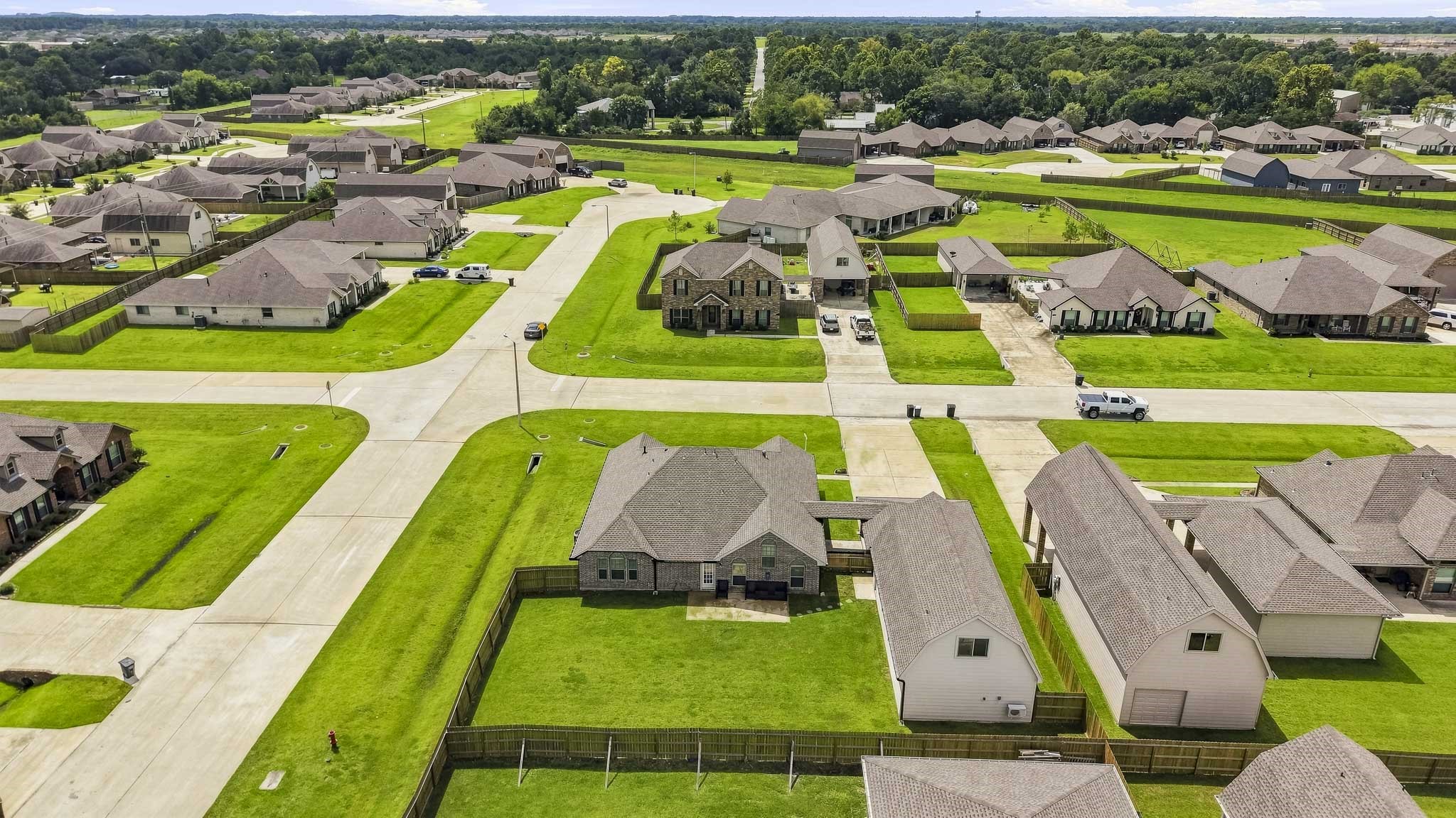 Aerial back yard view.