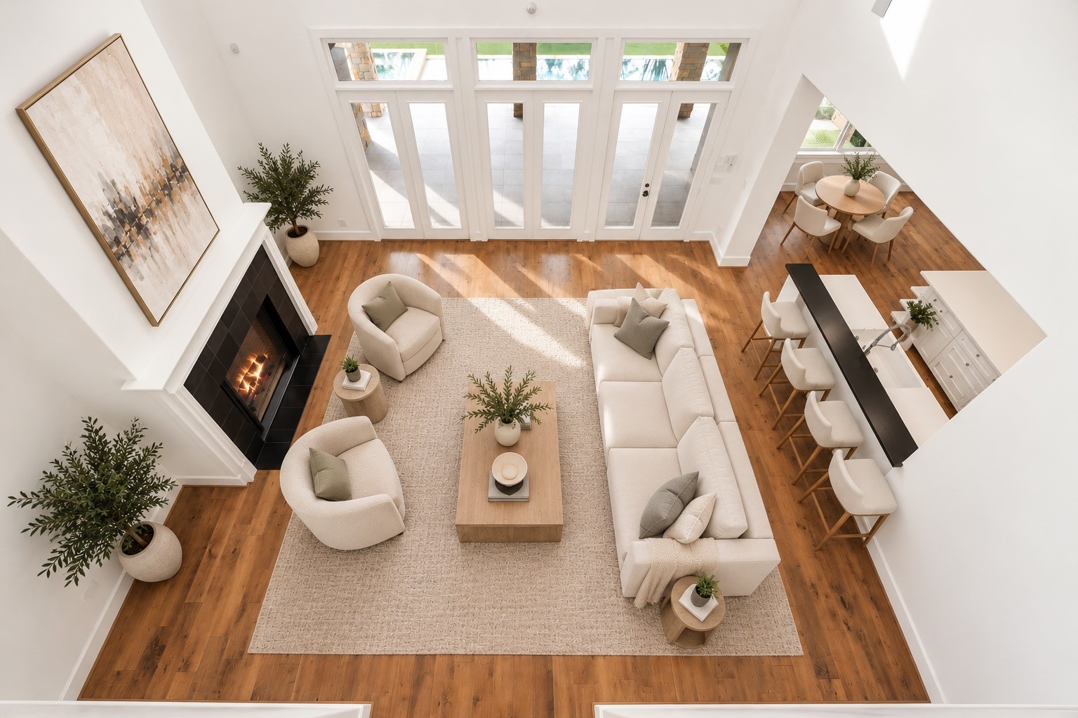 A little bird's eye view of where all the family gatherings, laughter, and everyday moments come together! The open layout keeps everyone connected, even from upstairs. *Virtually Staged