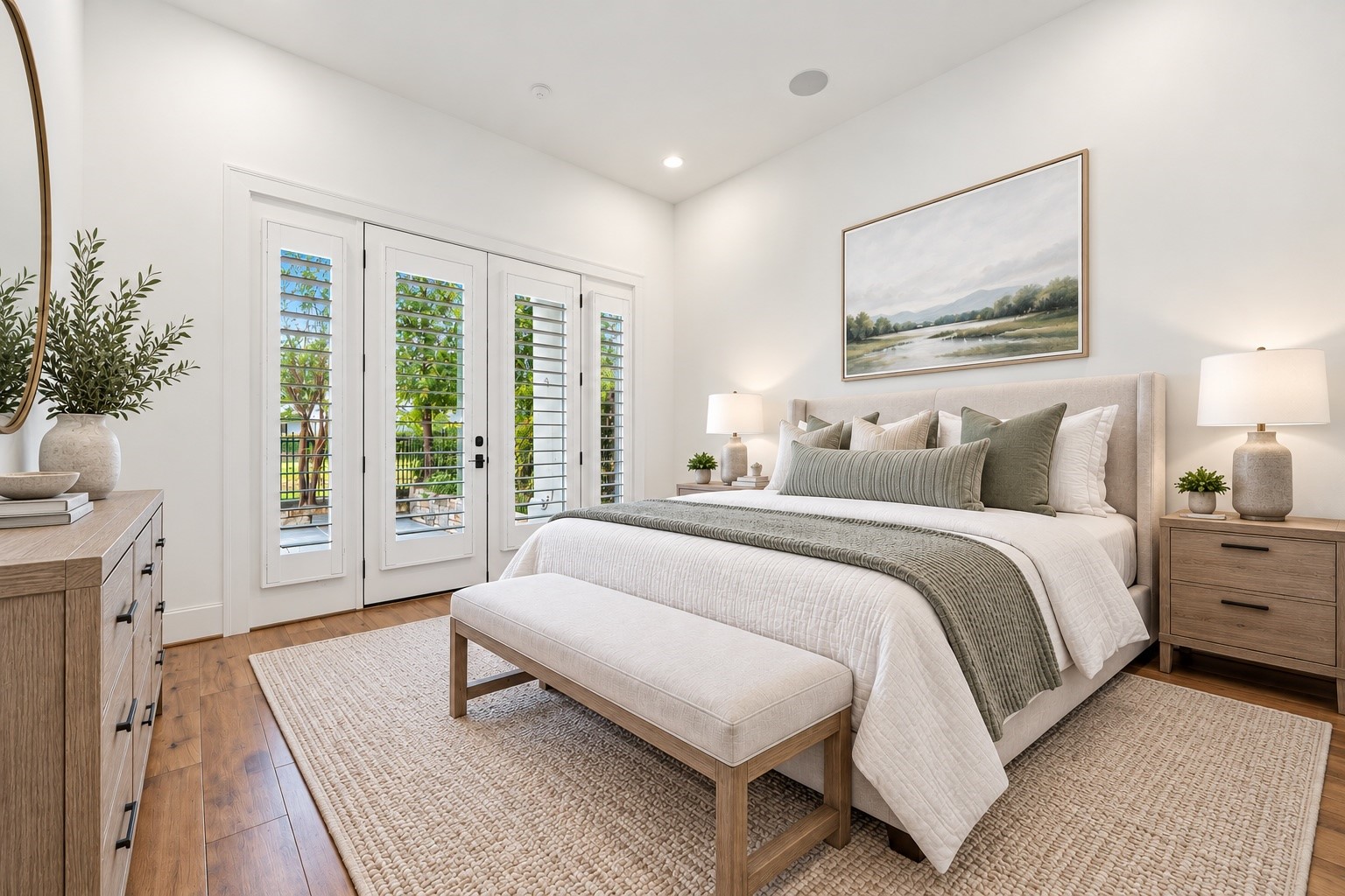 Your guests will love having their own private retreat on the main level, complete with direct access to a balcony overlooking the backyard oasis! Bright and inviting, this bedroom offers a comfortable escape with a beautiful view to wake up to. *Virtually Staged