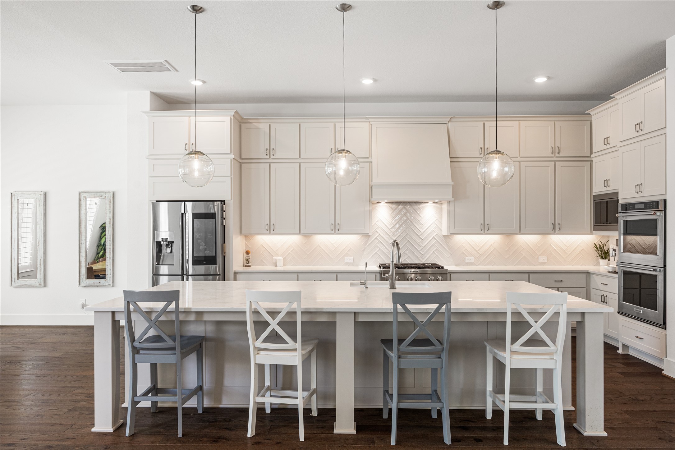 High-end kitchen featuring upgraded appliances that blend luxury, performance, and modern design.