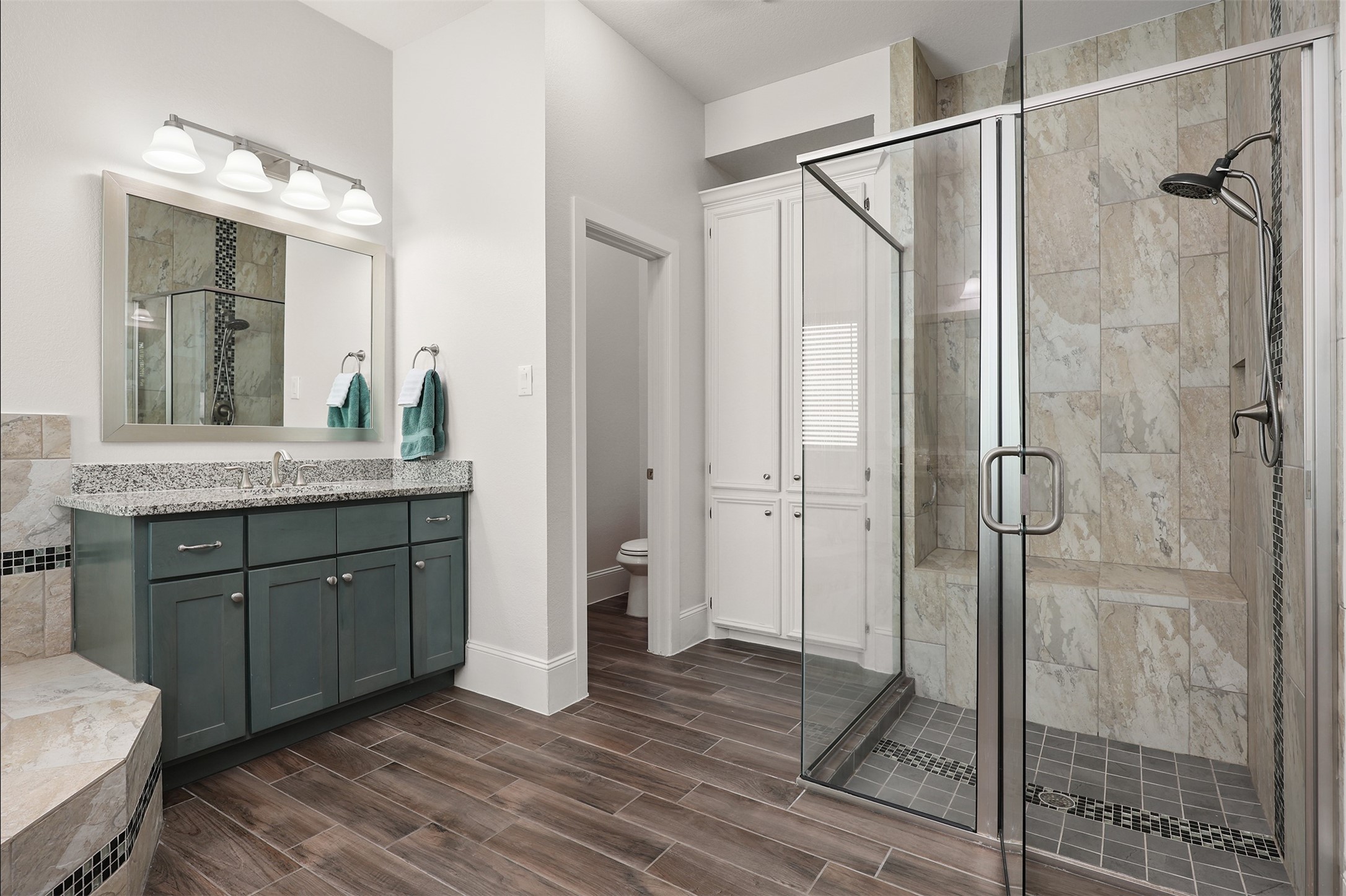 Spacious shower.