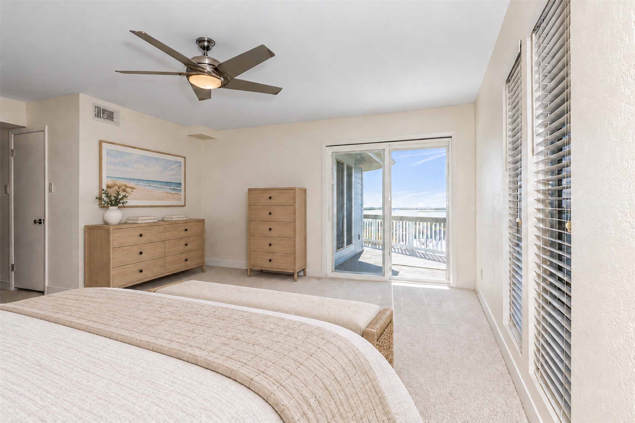 Primary bedroom with private bath, incredible view and deck.