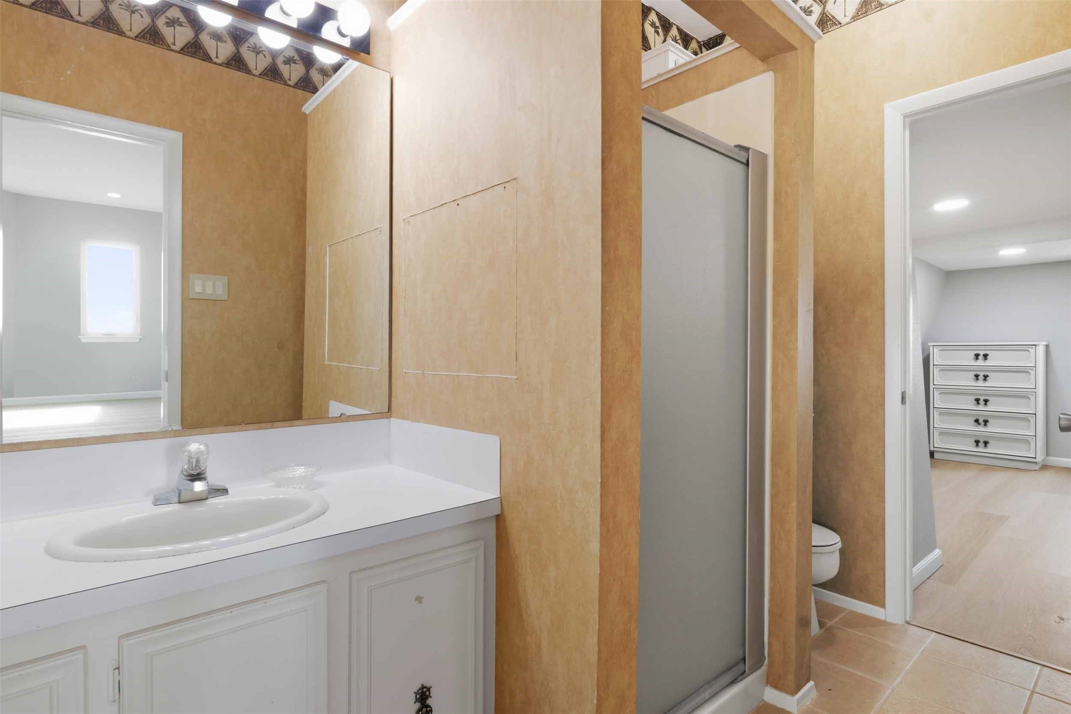 Bathroom with shower.