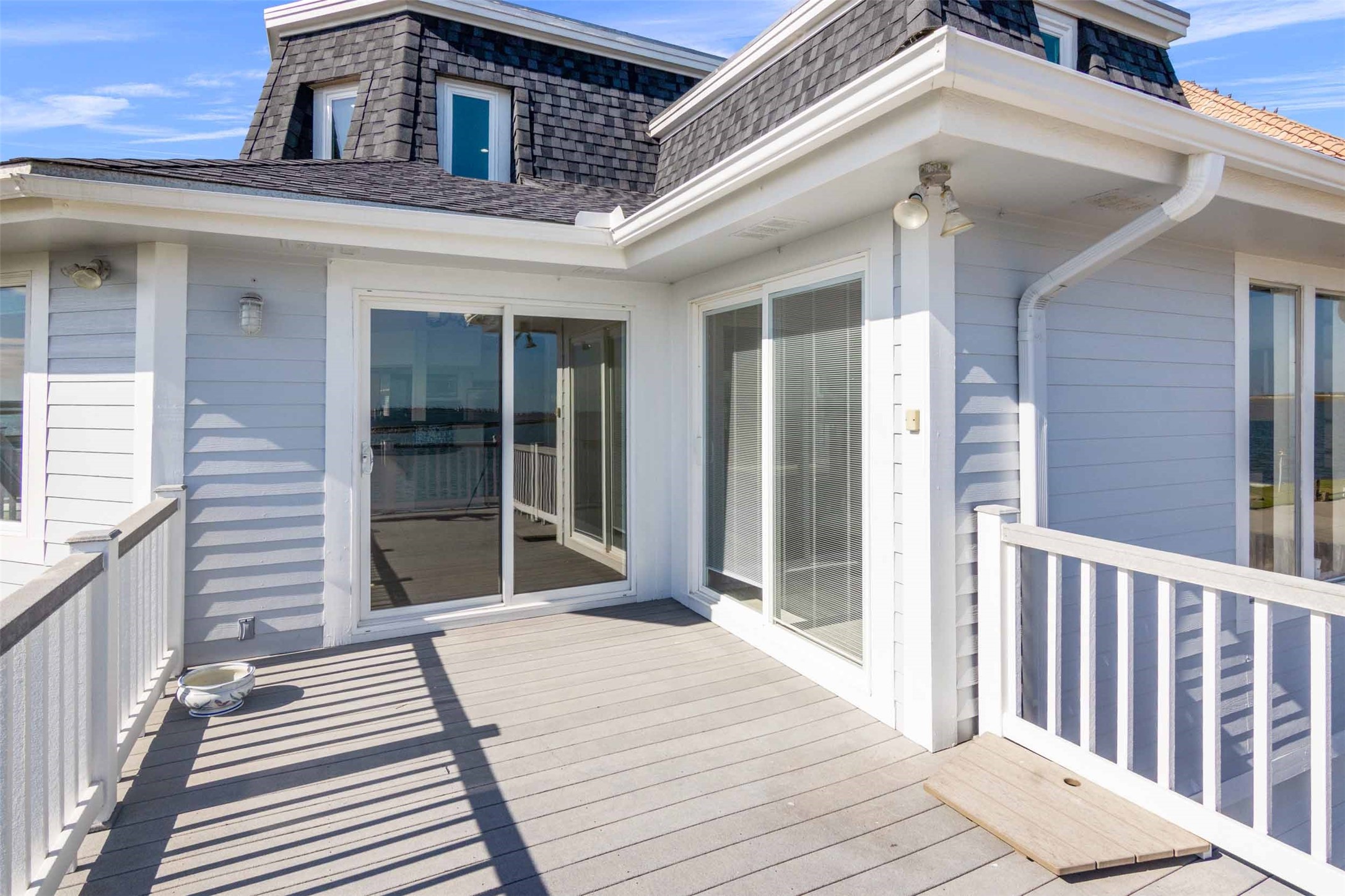 French doors and deck.