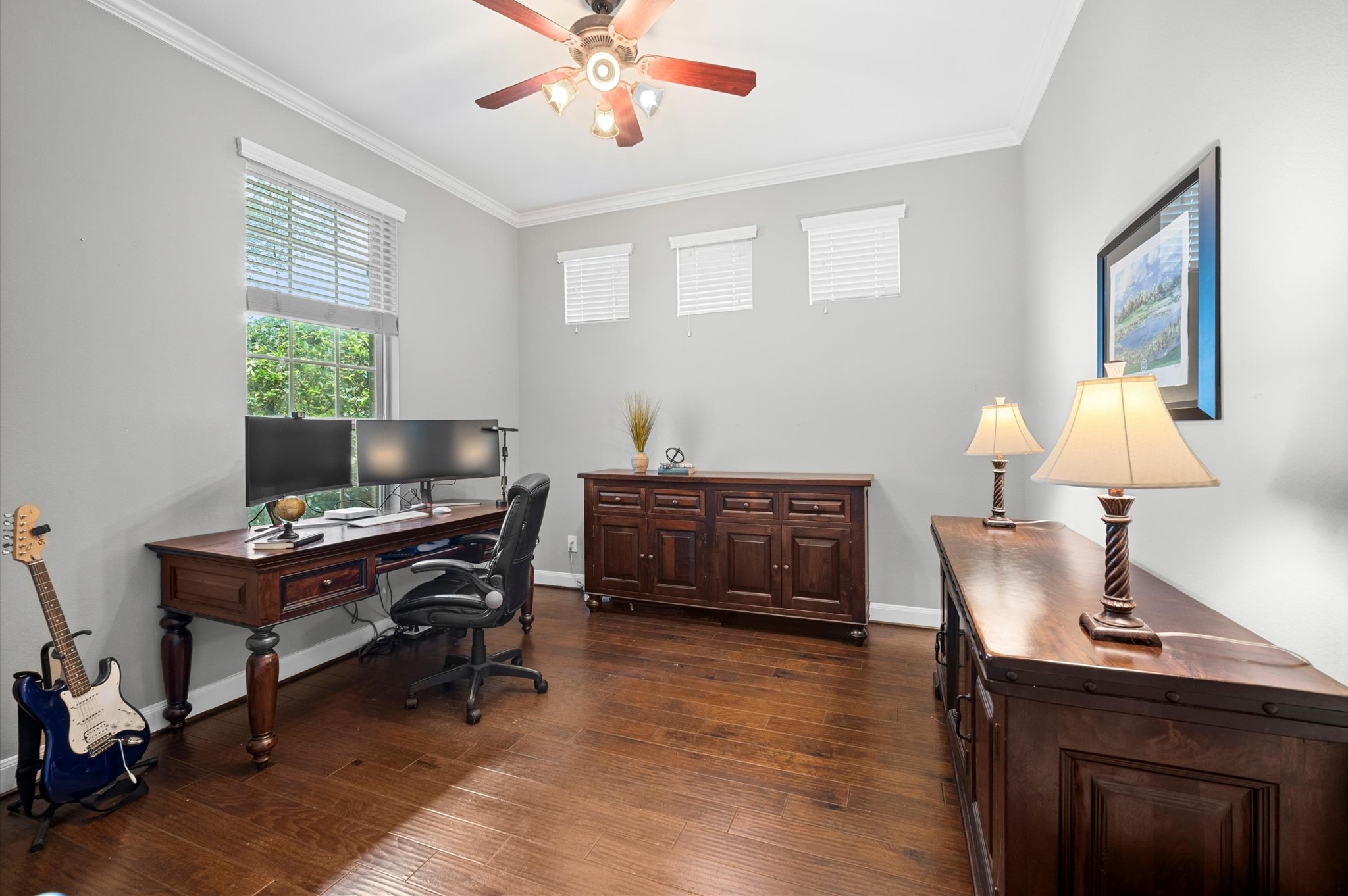 Office with french doors located at the front of the house.