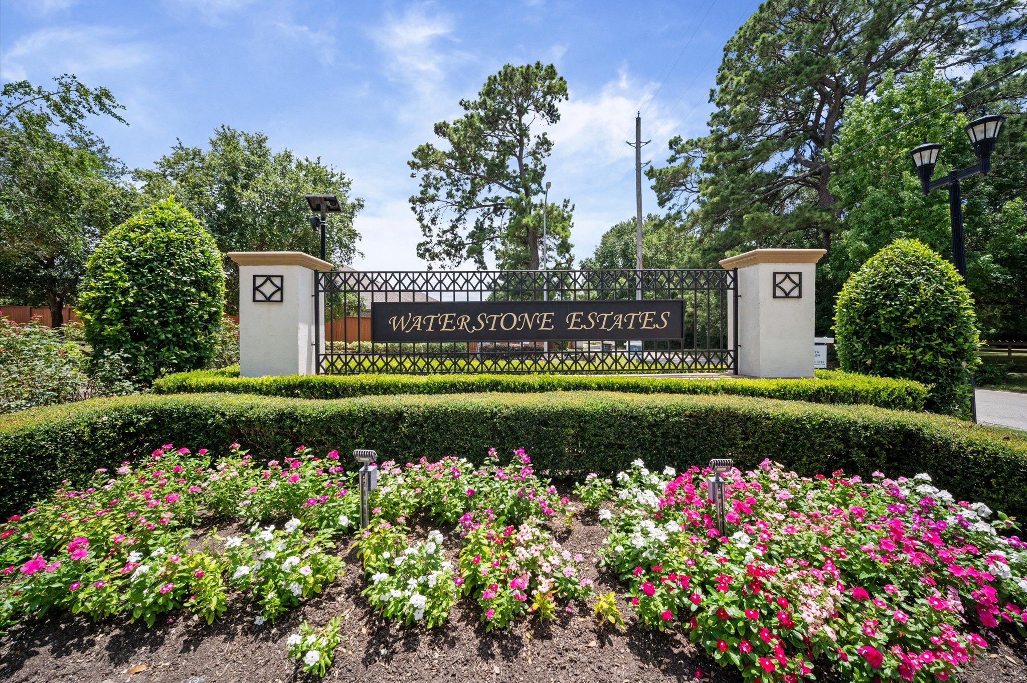 The gated entrance to Waterstone Estates