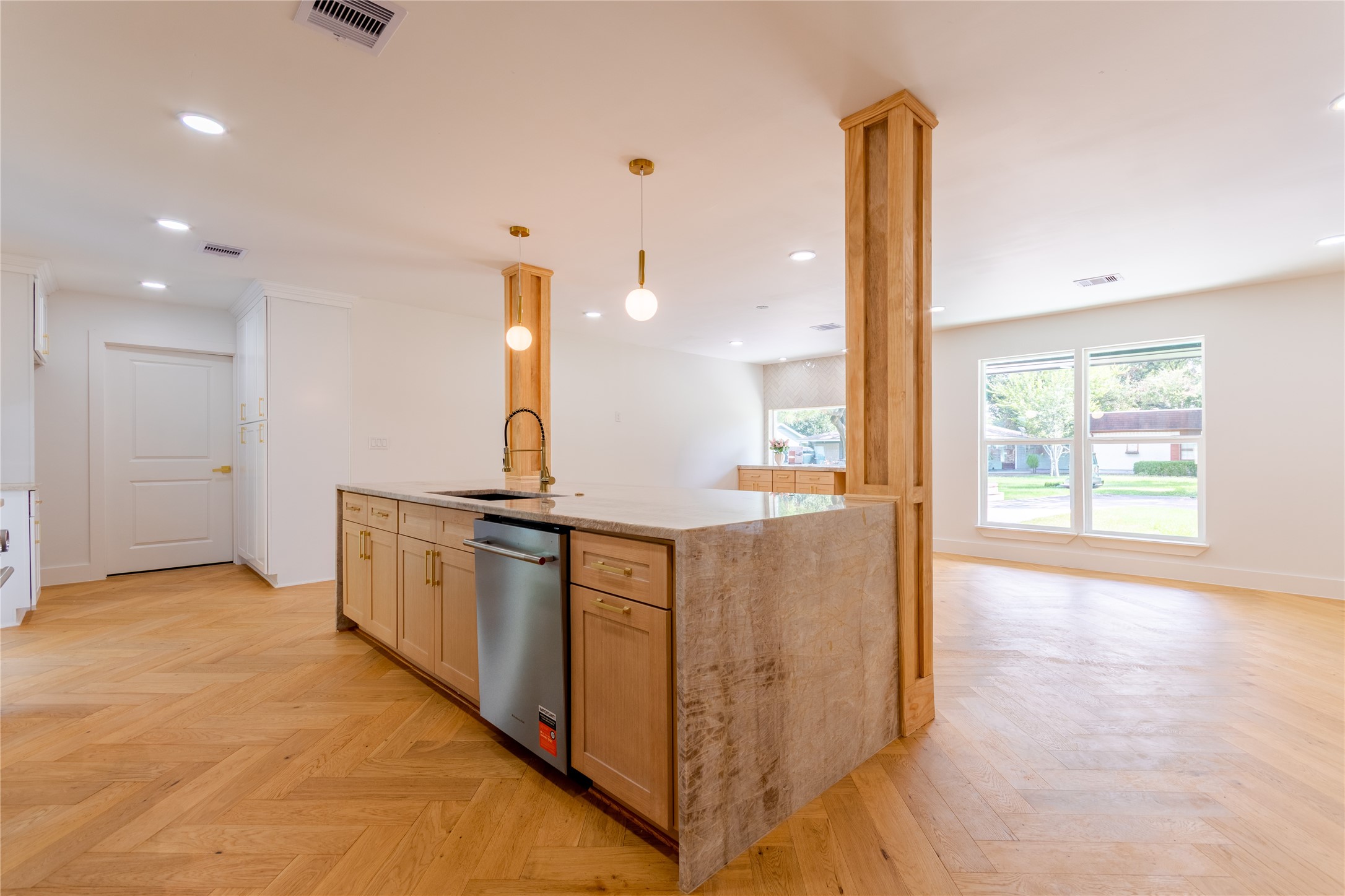 Real wood herringbone floors that make a statement.