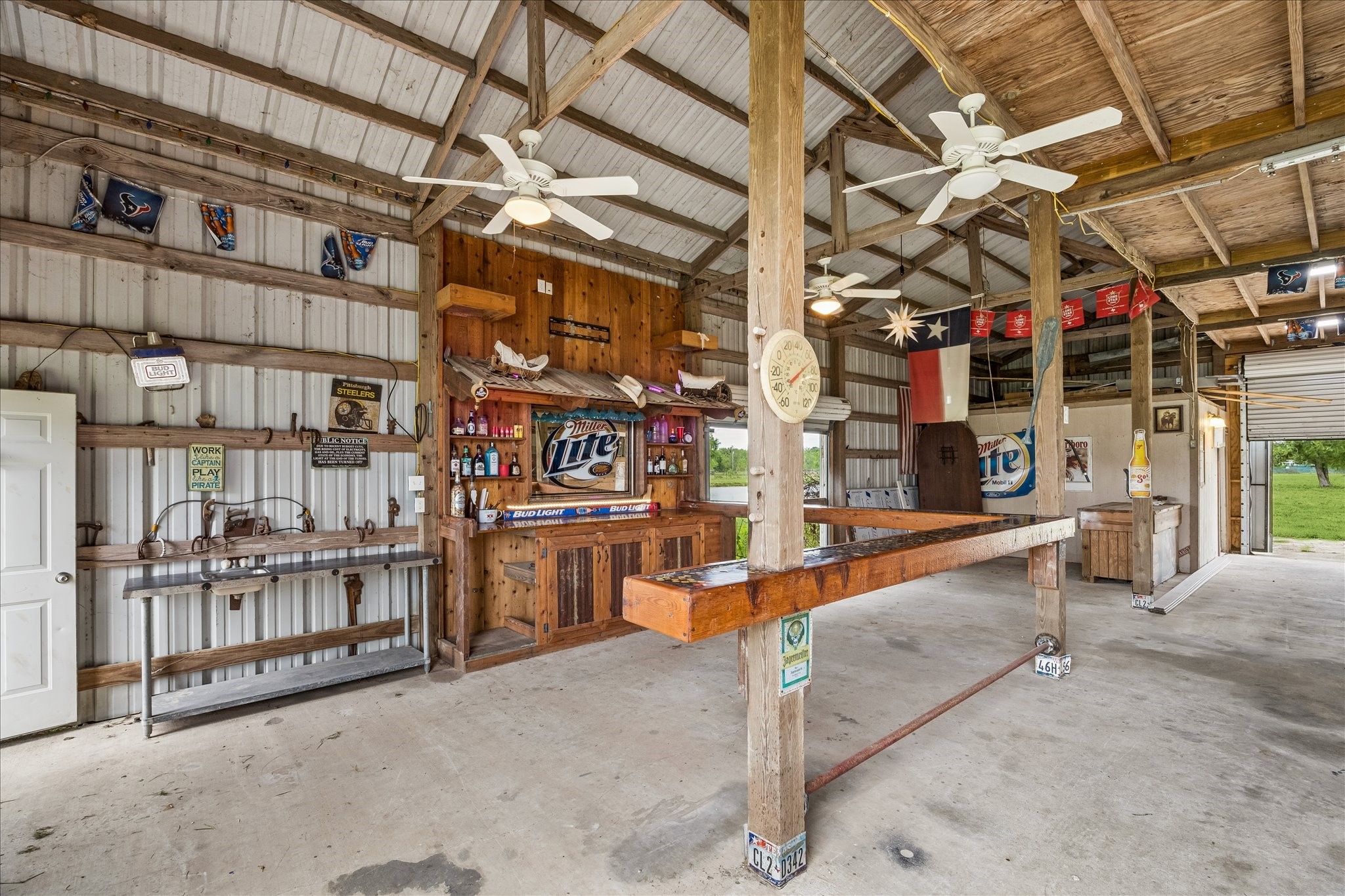 "Sam's" Bar inside the barn.
