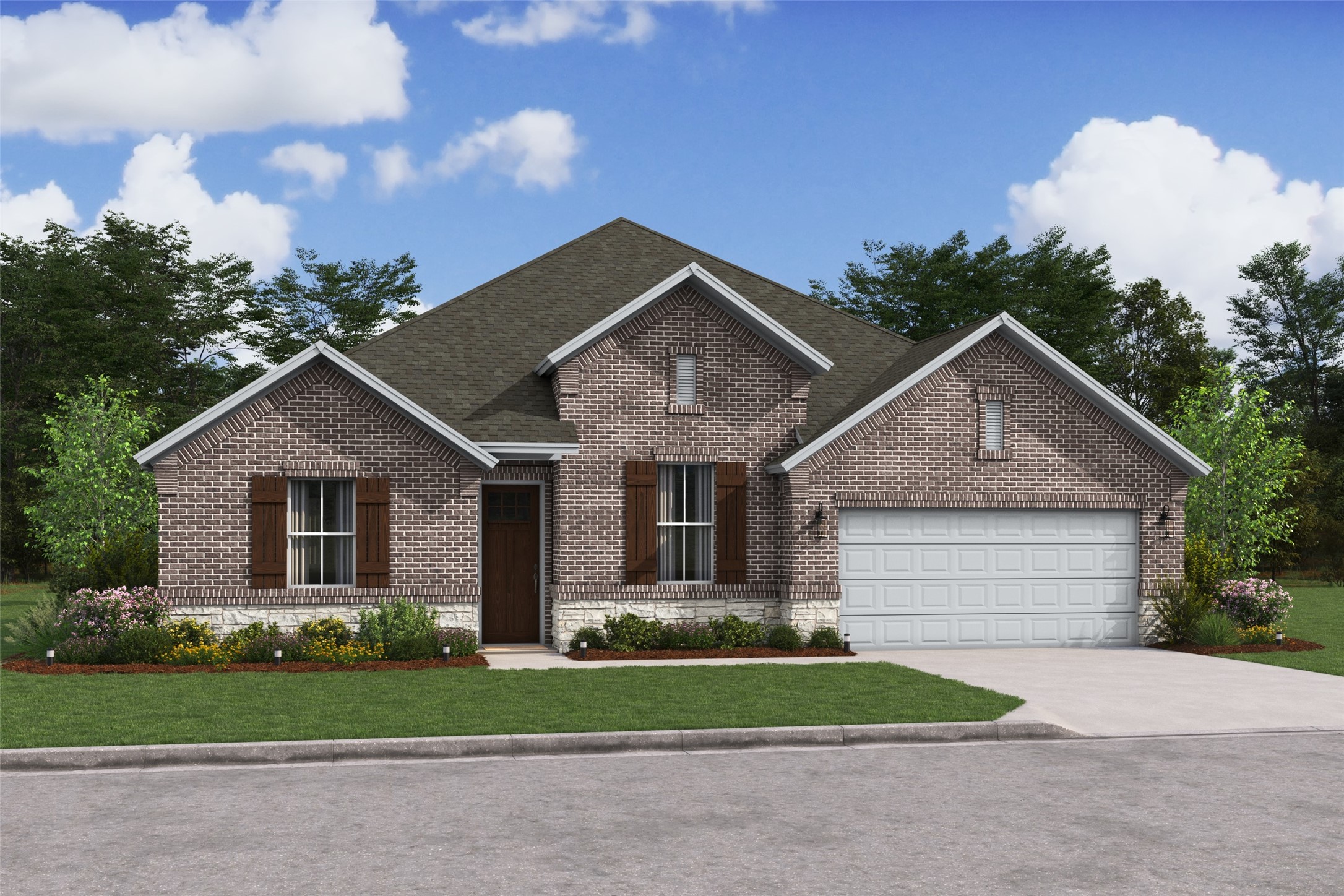 Stunning Geneva home design by K. Hovnanian Homes with elevation QA in amazing Grand Magnolia. (*Artist rendering used for illustration purposes only.)