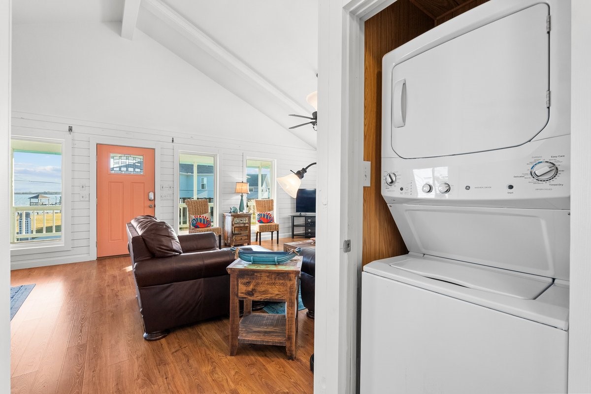 Features a convenient in-unit washer and dryer.