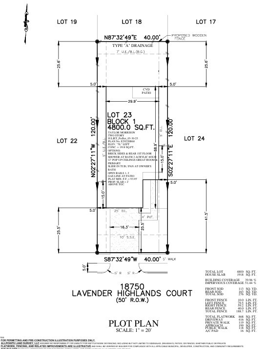 18750 Lavender Highlands Court Preliminary Plot Plan
