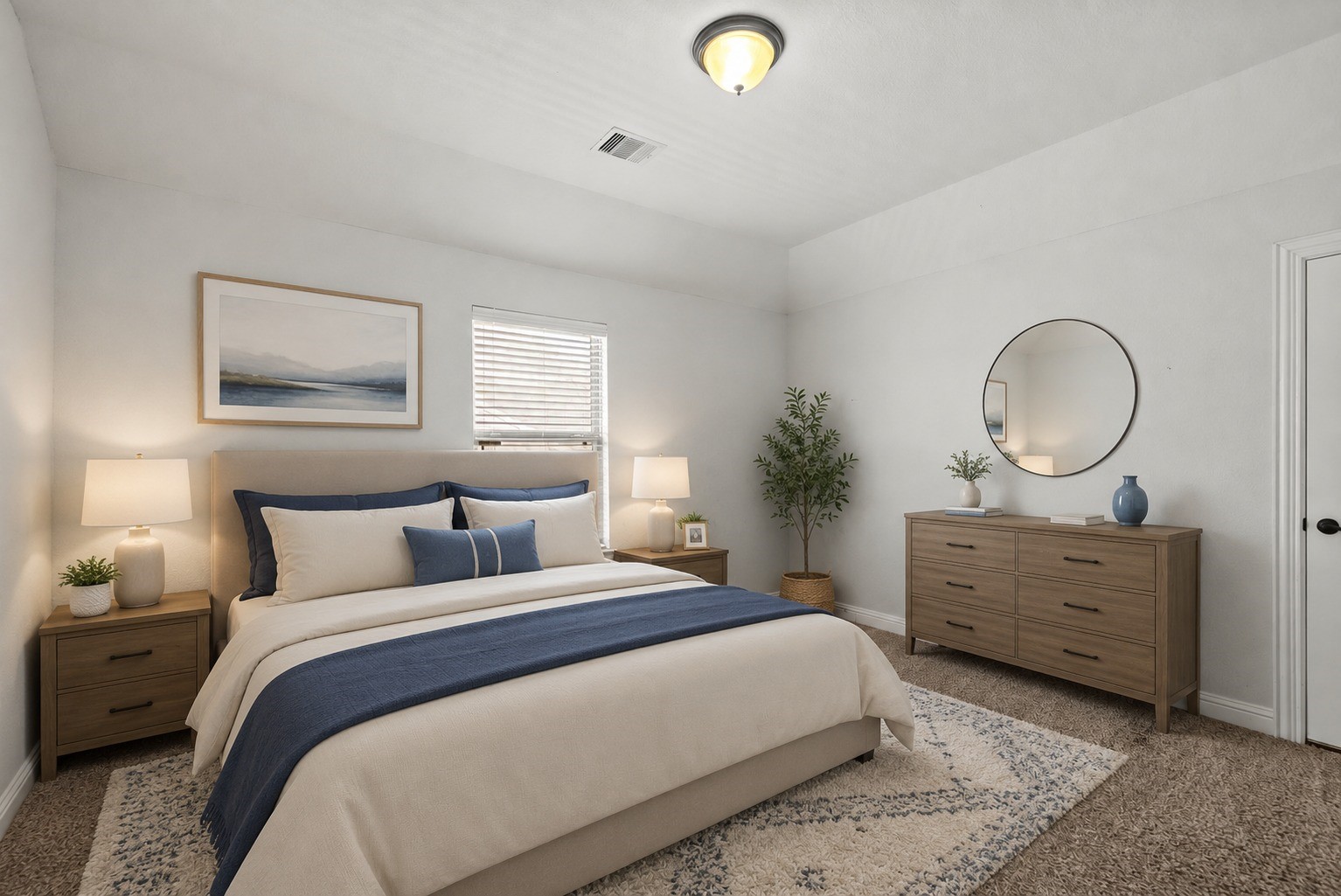 Virtually Stagged - Bright, comfortable Fifth bedroom features fresh carpet and a sunny window, with access to the Jack & Jill Bathroom.