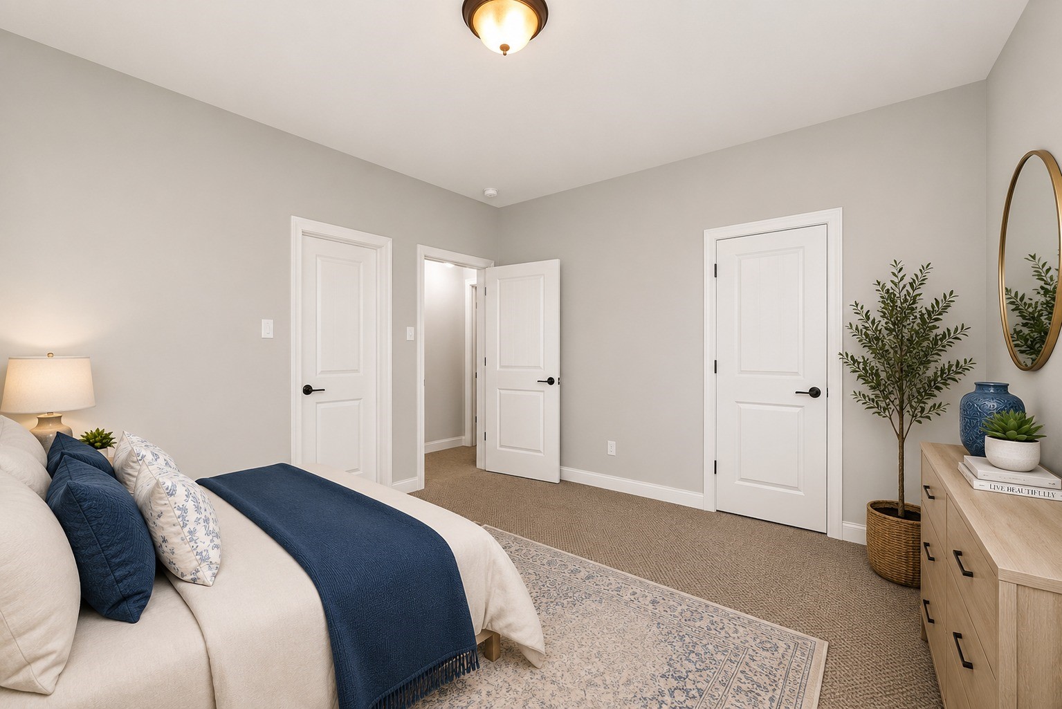 Virtually Stagged - Fifth bedroom offers ample closet space and easy hallway access, a comfortable retreat ready to make your own!