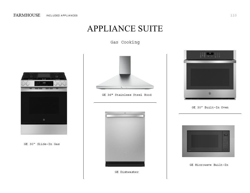 Farmhouse Look Palette 5: Appliance Selection Sheet (*Artist rendering used for illustration purposes only.)