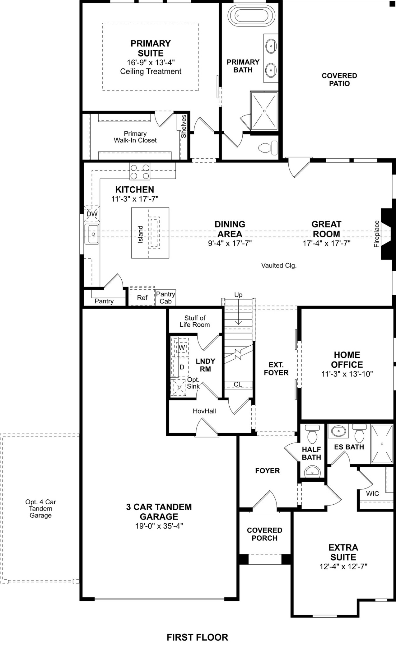 The Tuscaloosa floor plan by K. Hovnanian Homes. 1st Floor shown. *Prices, plans, dimensions, features, specifications, materials, and availability of homes or communities are subject to change without notice or obligation.