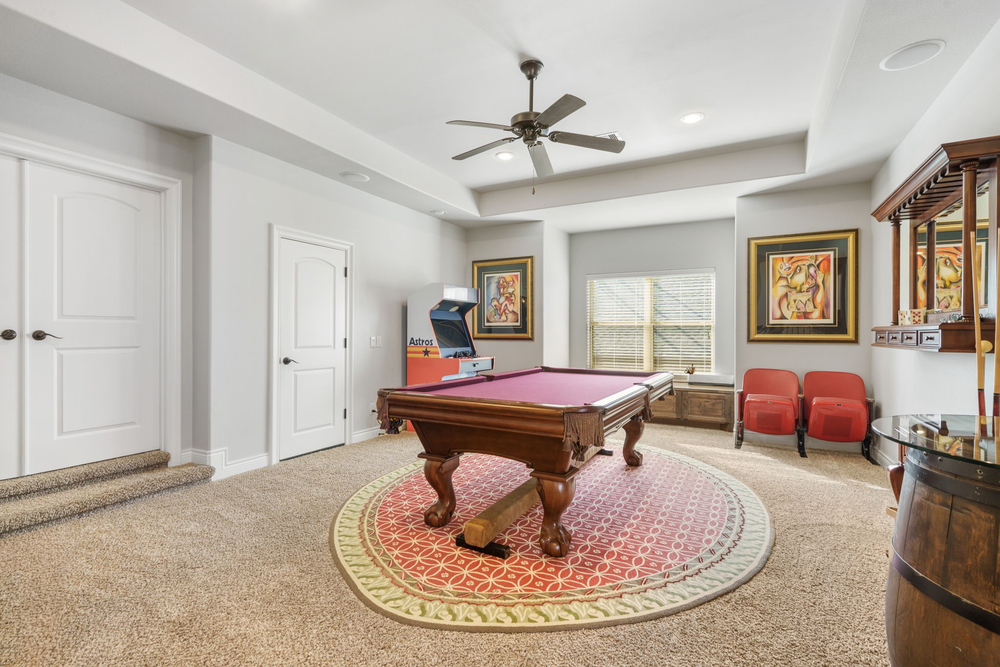 Generously sized game room provides flexible space for recreation, relaxation, and making memories.