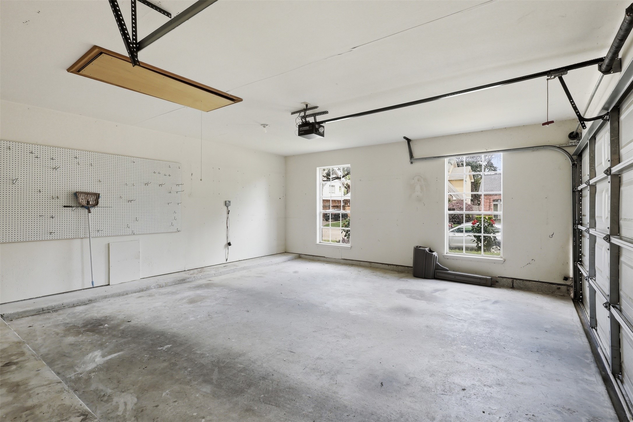 Two-car garage with room for parking and storage