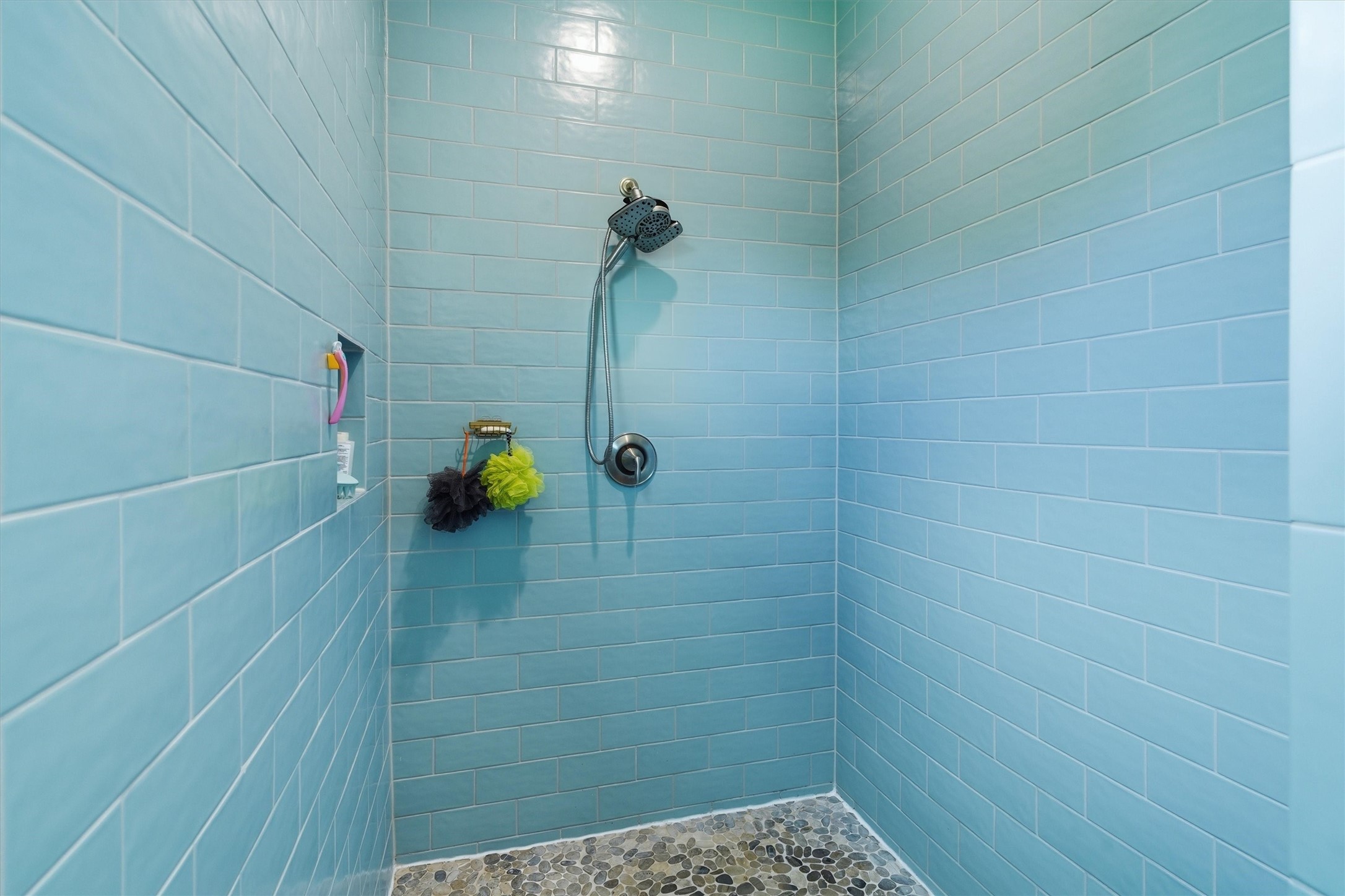 Fully tiled stand alone shower