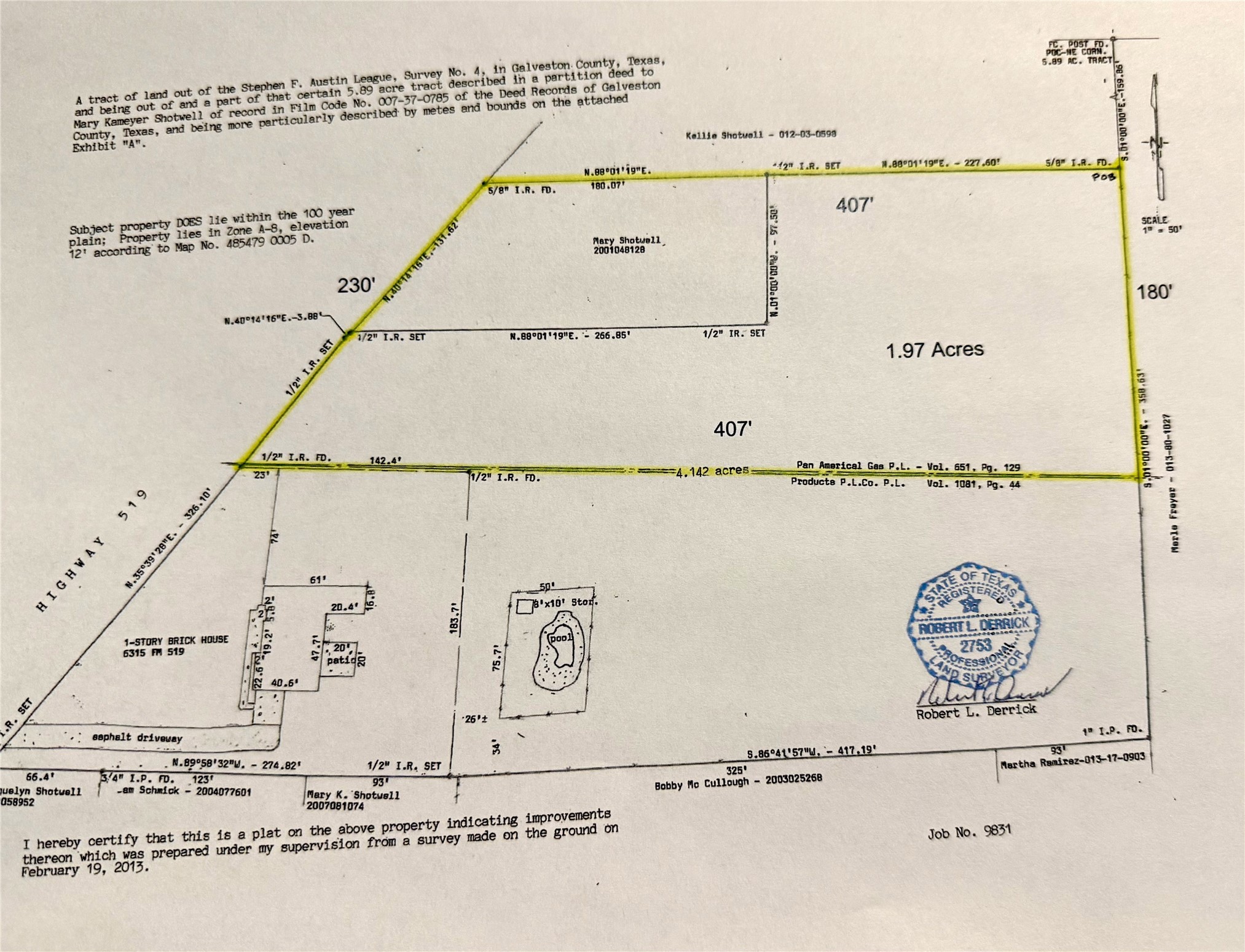 Rendition of 1.97 acres from existing survey