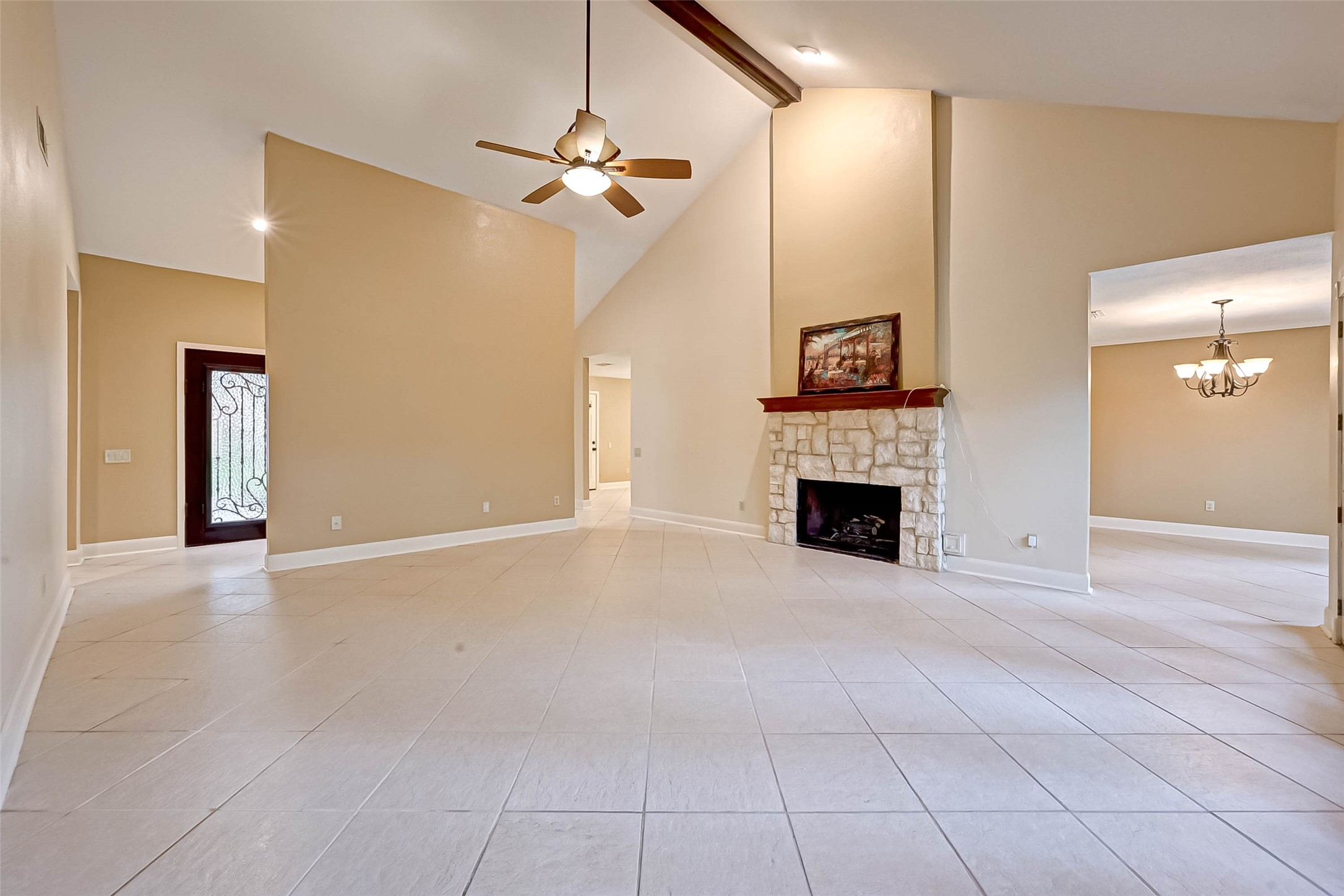 The family room connects to the formal dining area.