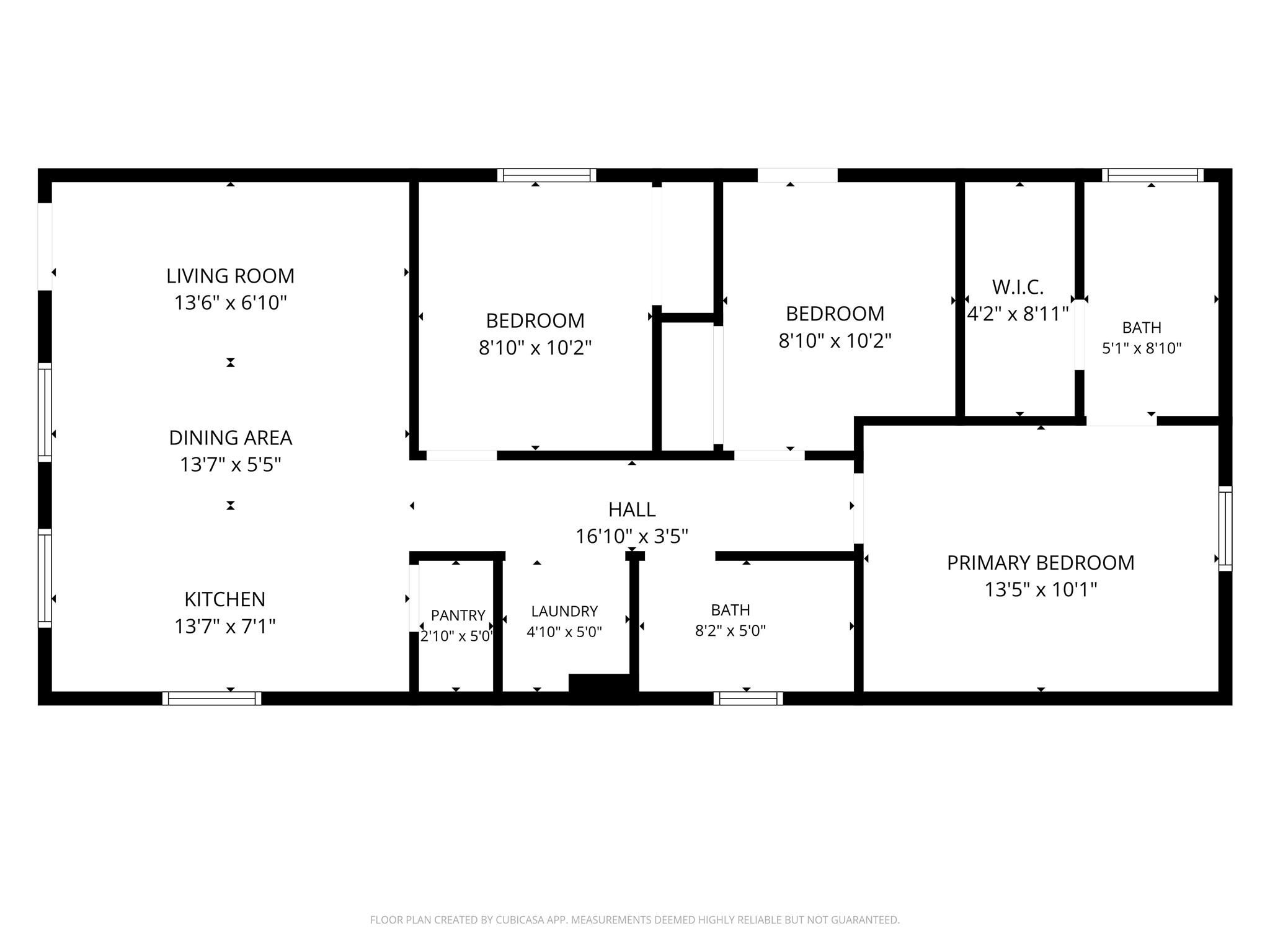 This floor plan features a spacious layout with a large living room, dining area, and kitchen. It includes a primary bedroom with an en-suite bath and walk-in closet, plus two additional bedrooms and a second bath. Ample storage with a pantry and laundry area enhances functionality.