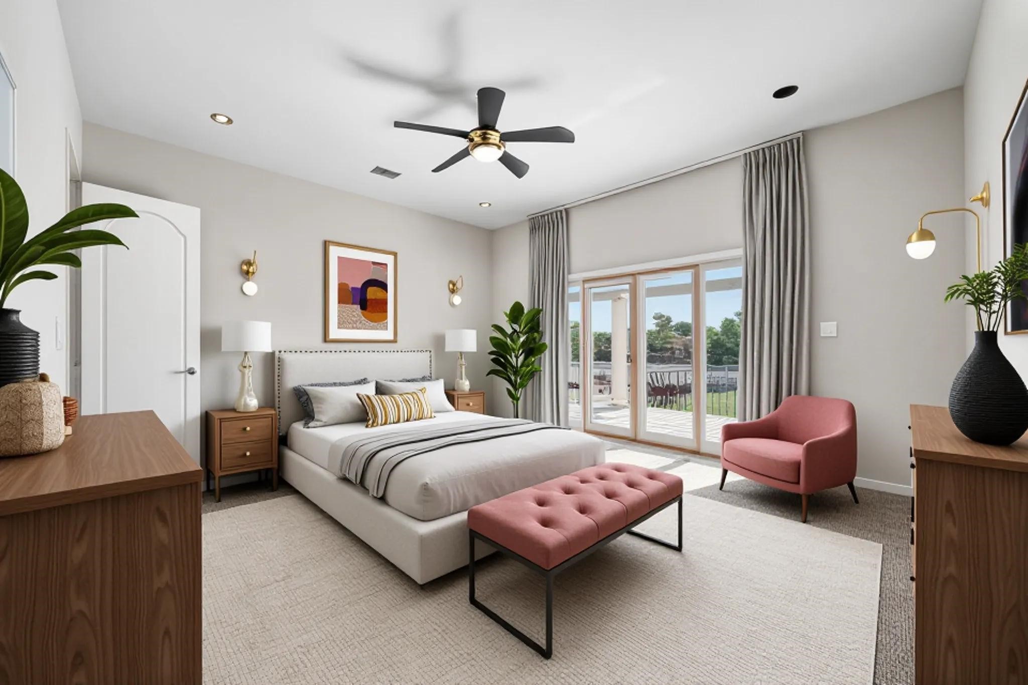 VIRTUALLY STAGED - bedroom 3 upstairs - shared access with bedroom 2 to the private balcony - beautiful views overlooking the lake and golf course
