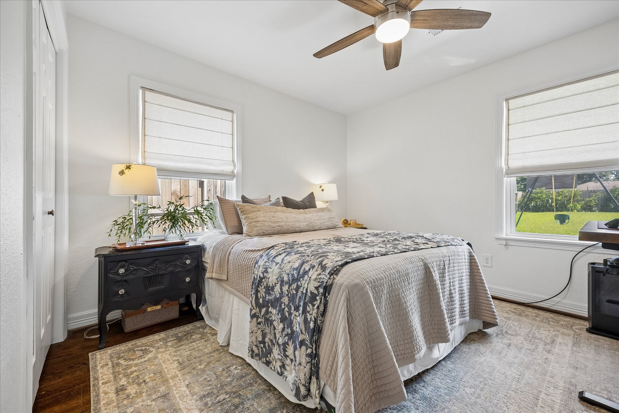 2nd Bedroom w/ ceiling fan & Oak Floors