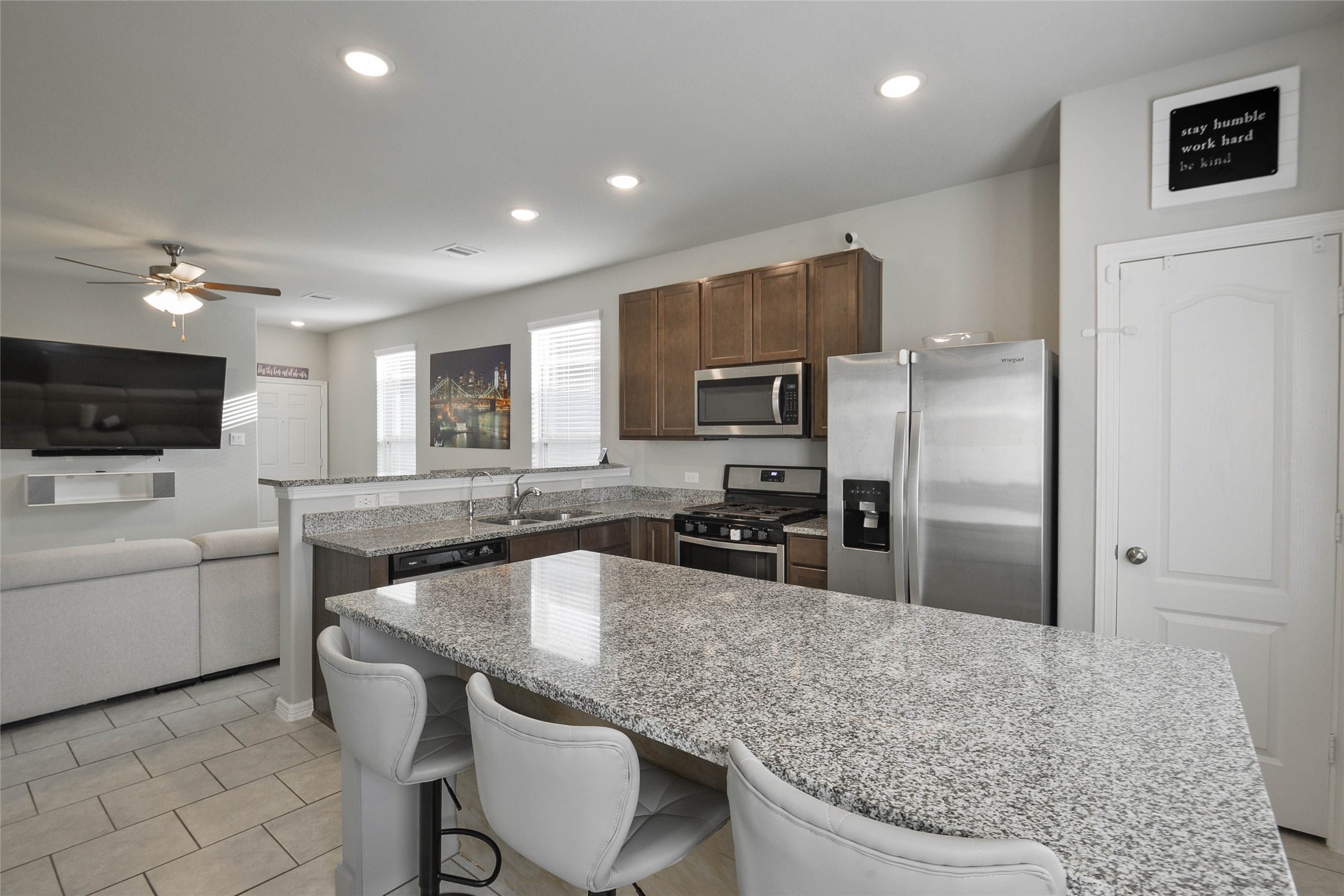 Kitchen has a spacious Island