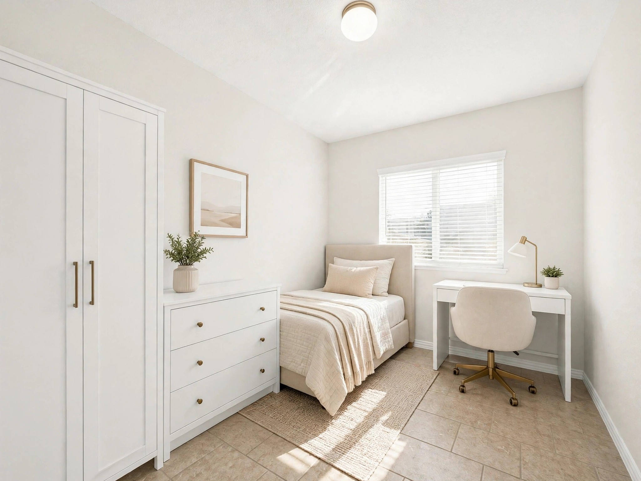 This secondary bedroom offers nearly 115 square feet of space, room for a queen-sized bed, and a walk-in closet. A double window fills the room with abundant natural light. (Virtually staged)