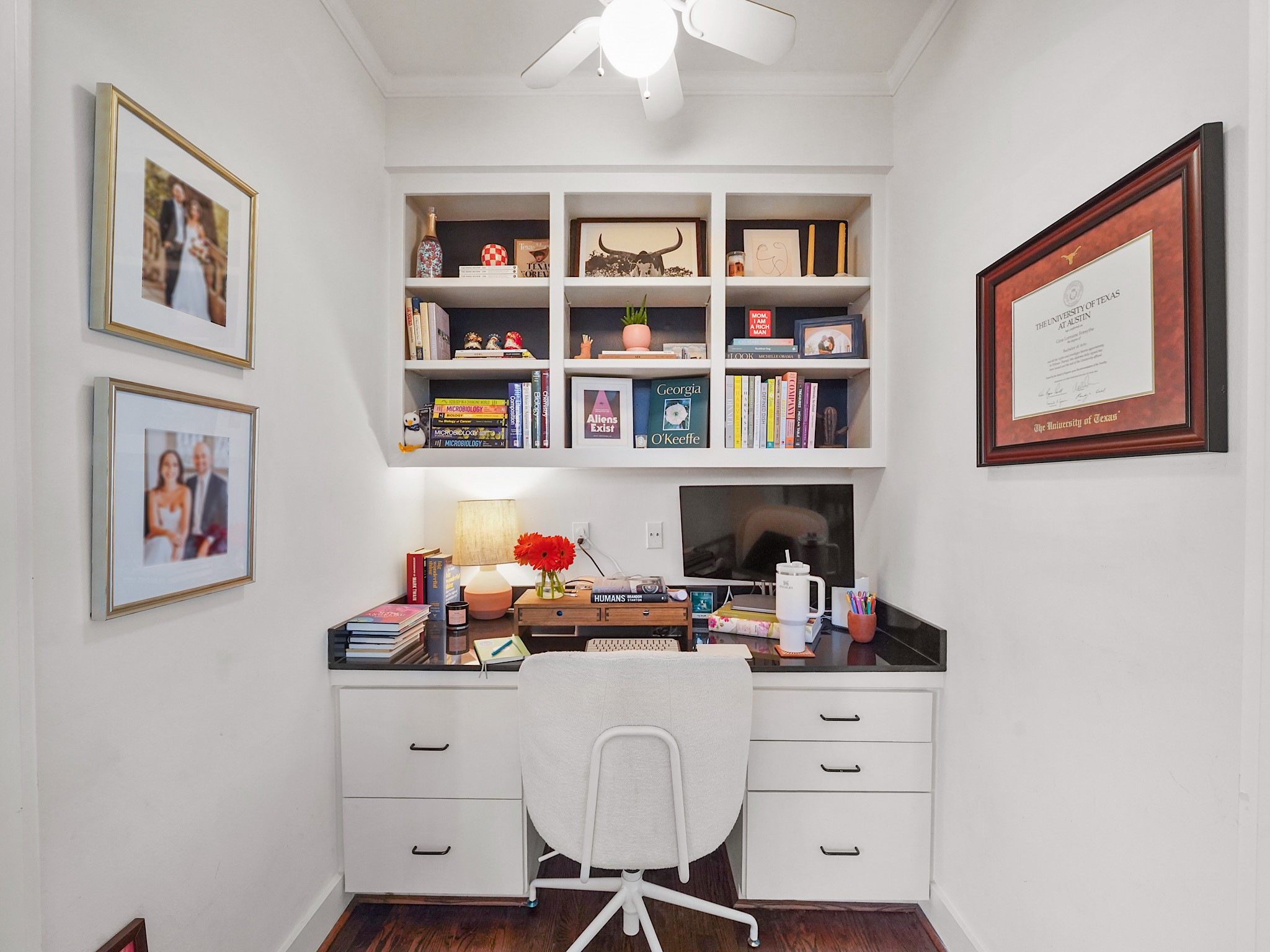Discover a charming office nook perfect for a productive home office or an inspiring homework station.