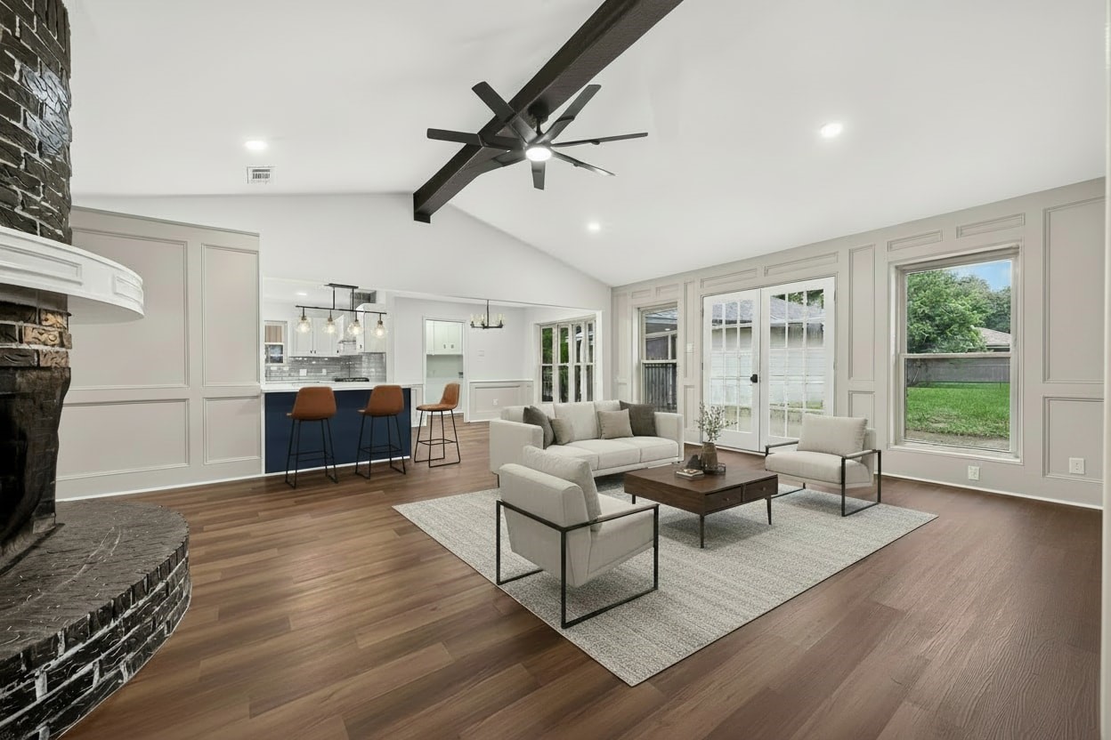 Virtually staged living area