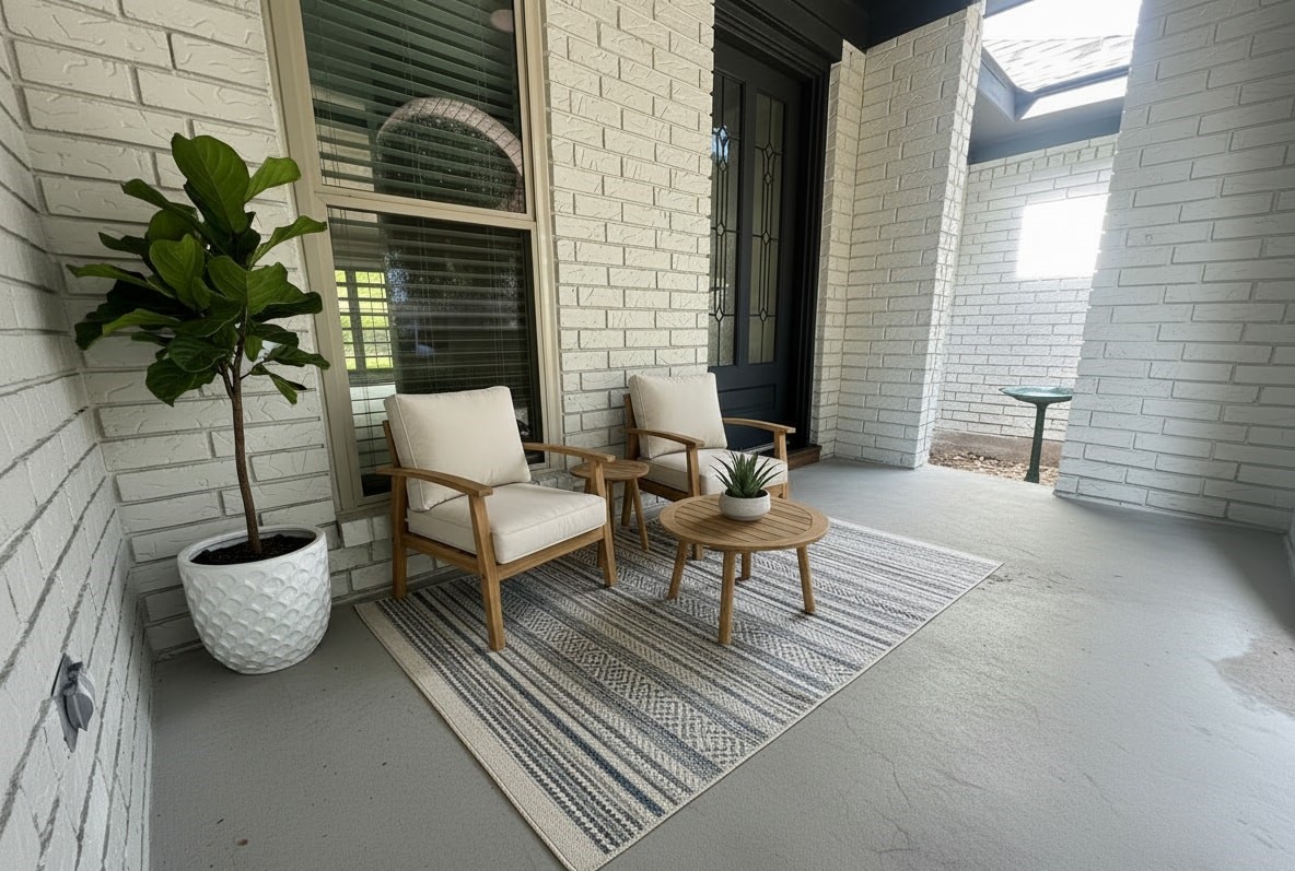 Virtually staged front patio
