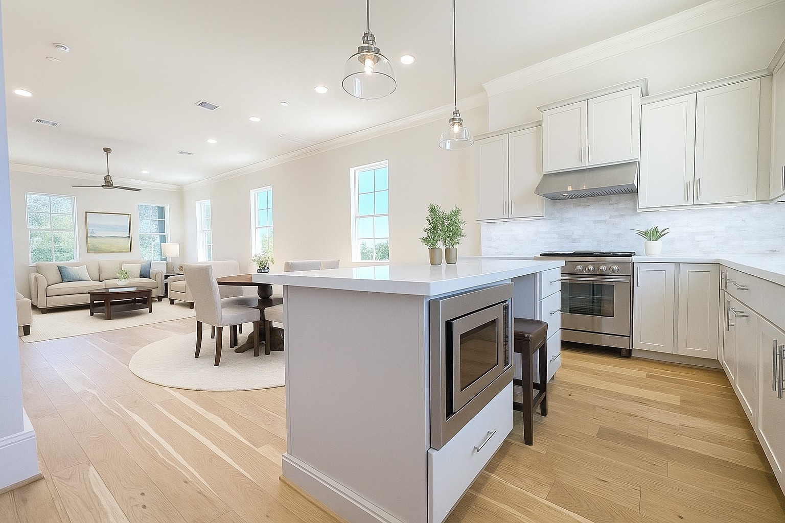 Loads of natural light flooding in from all around!   Virtual staging added.