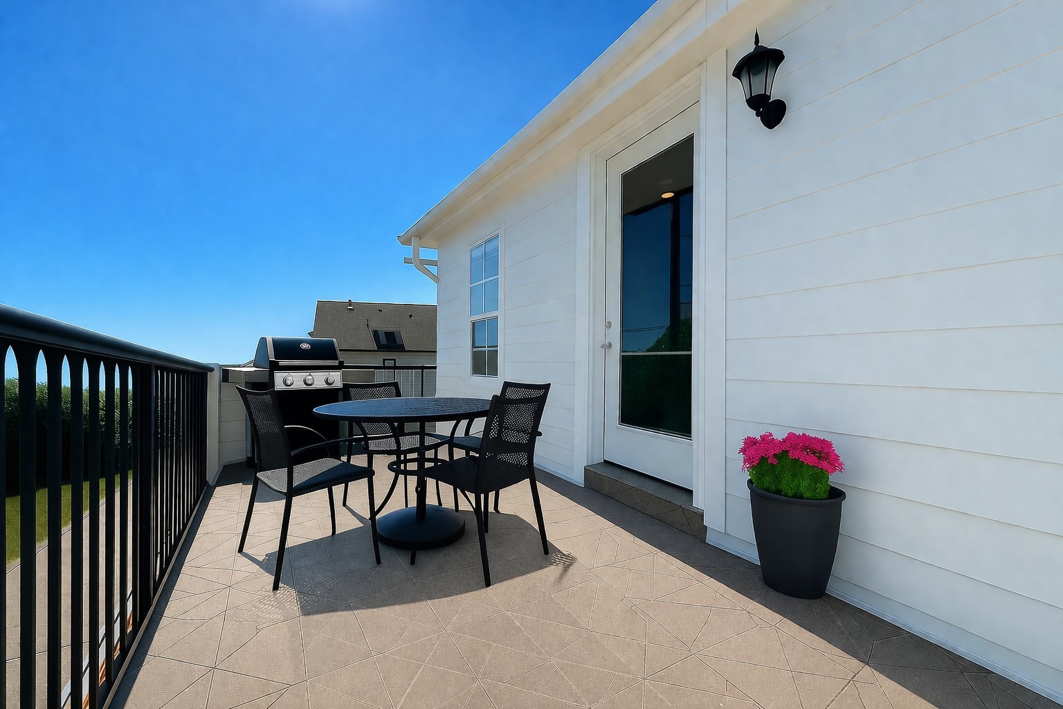 Virtually staged rooftop terrace.