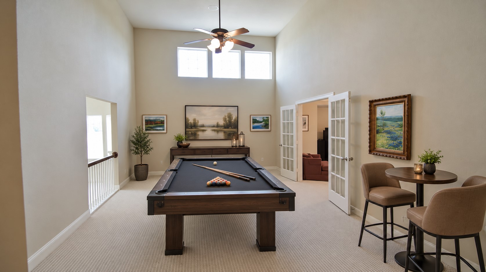 Game room virtually staged.