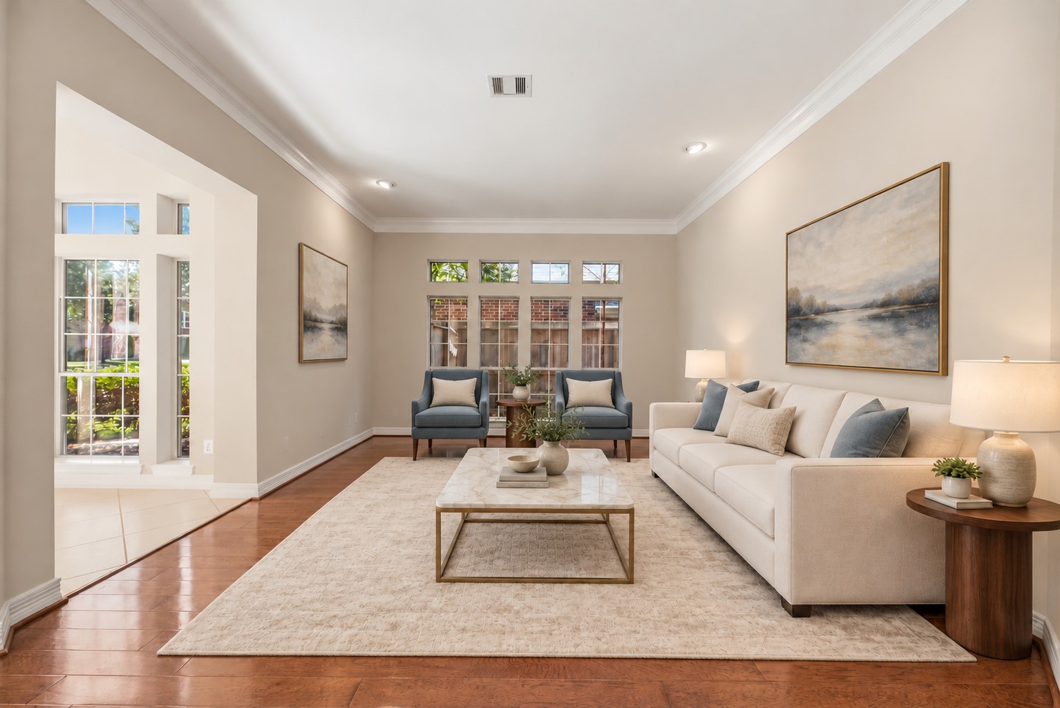 Oversized formal living with wood floors. *Virtually Staged*