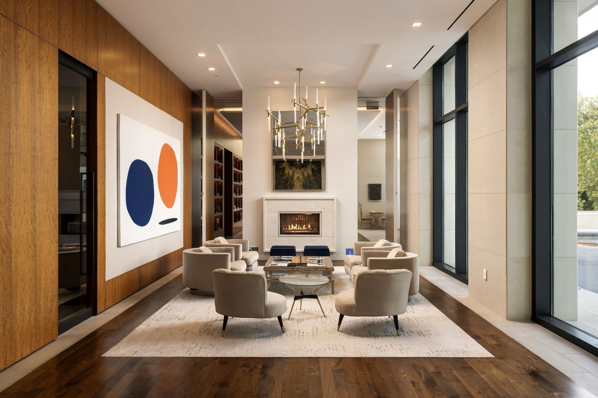 Sitting room to the right of building entry.