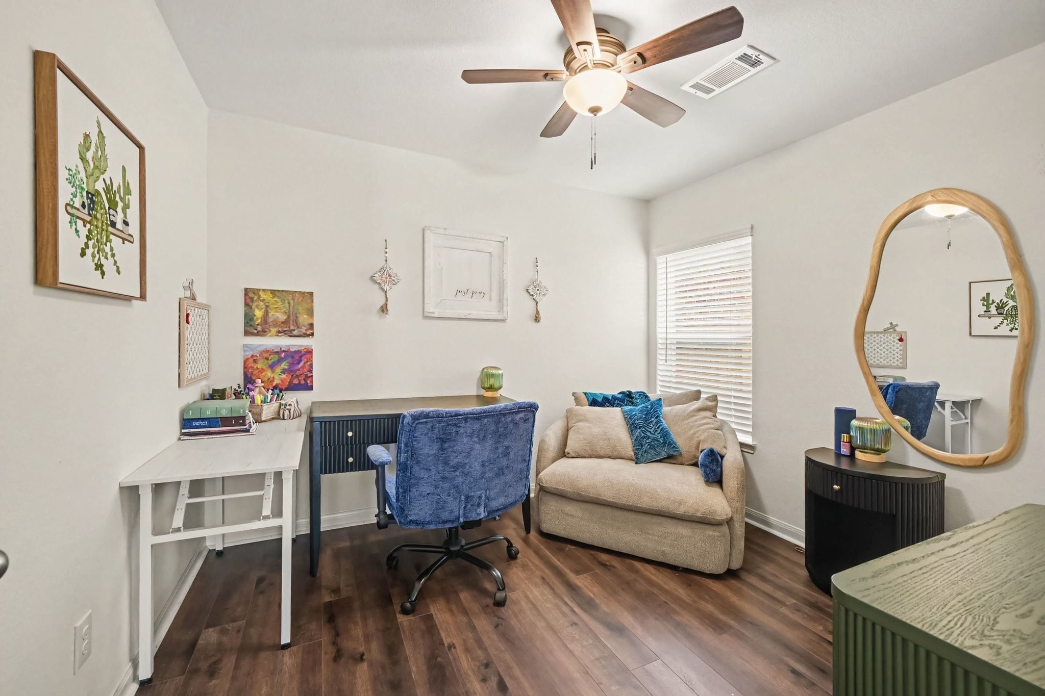 Second front bedroom, shown as a home office