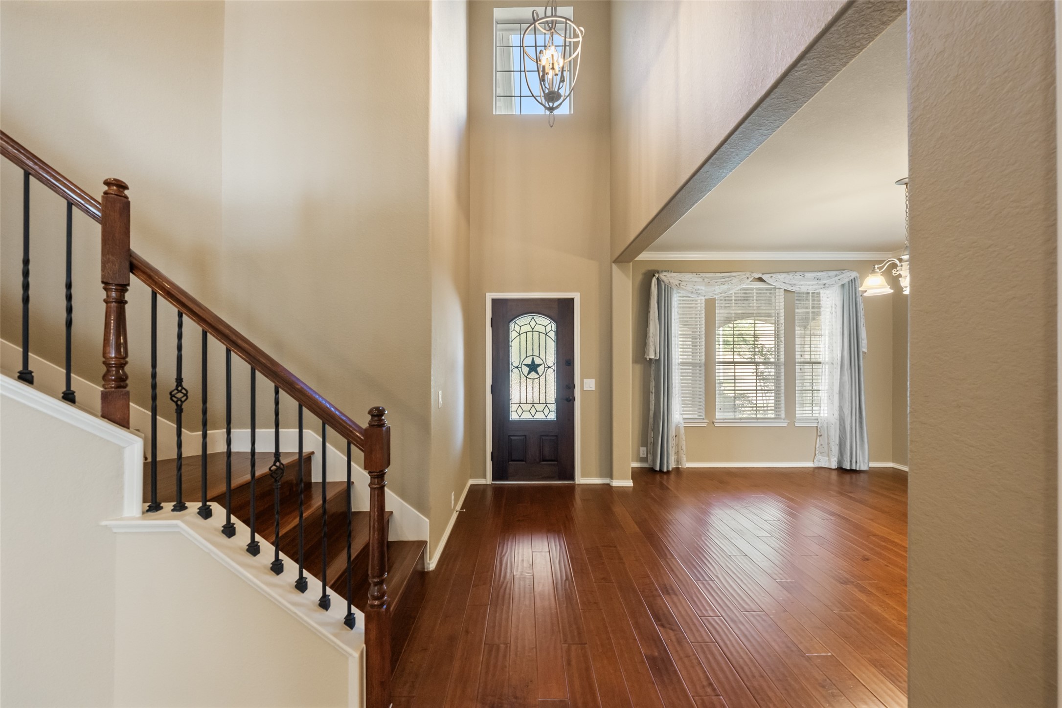Soaring ceilings greet you in the entry.