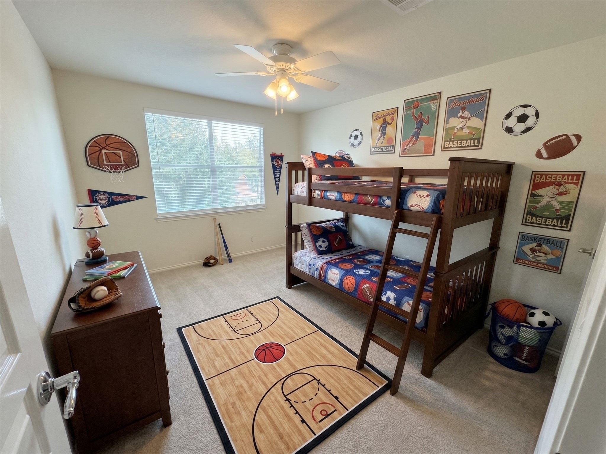 The second bedroom is light and bright with fresh paint. Virtually staged photo.