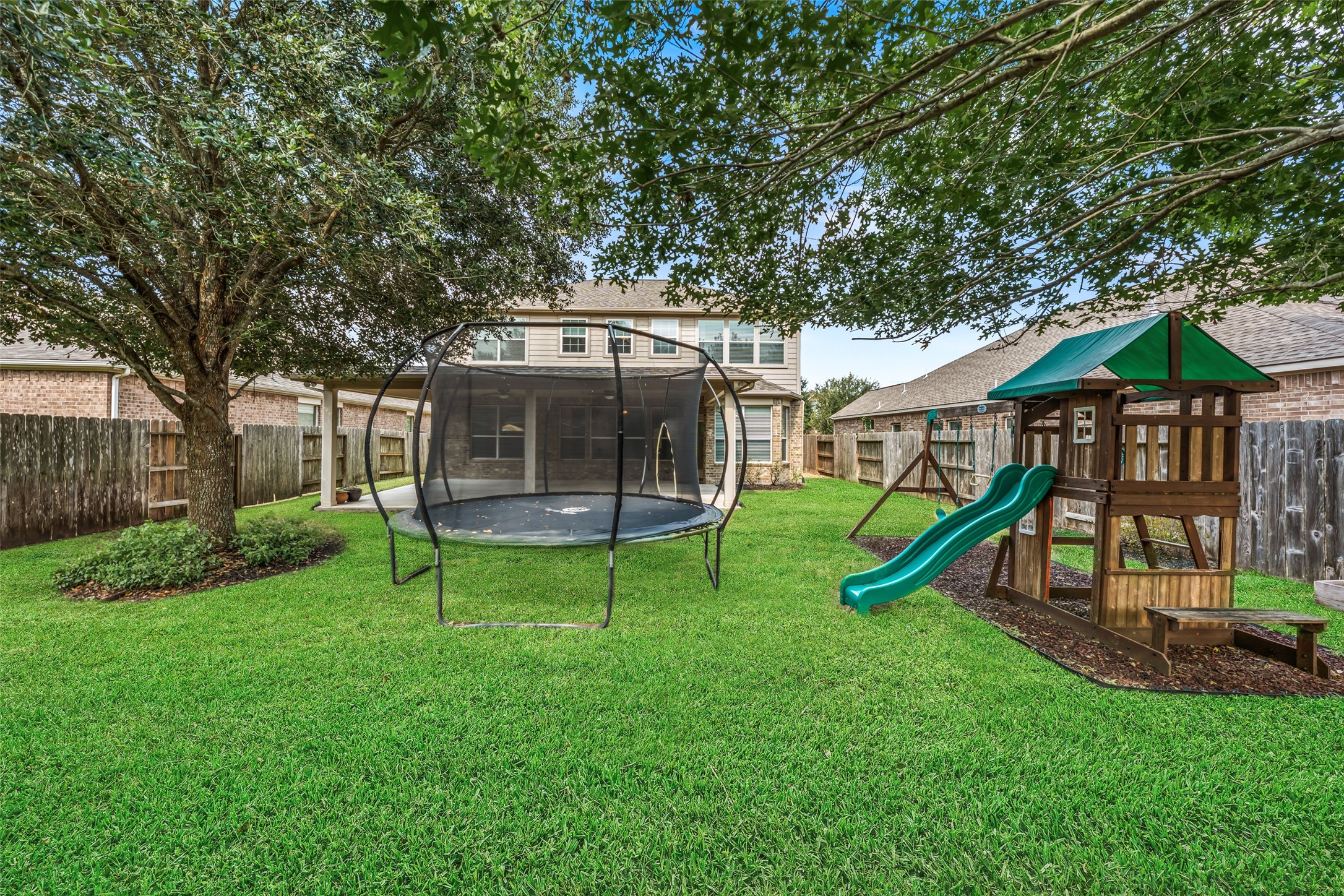 The play equipment can stay with the home if desired.