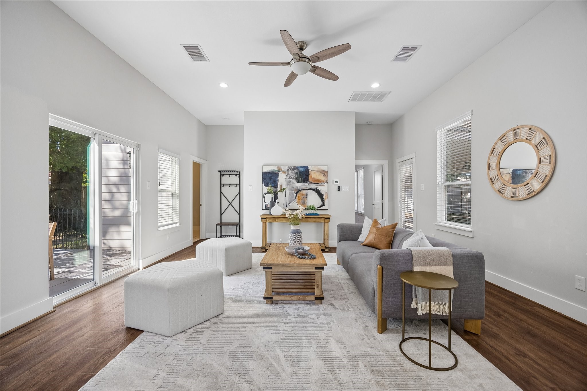 There's room for everyone to find their favorite spot. This comfortable living area offers plenty of space for family movie nights, weekend football or a quiet afternoon with a good book. Easy access to the patio lets you take the fun outdoors whenever the mood strikes.