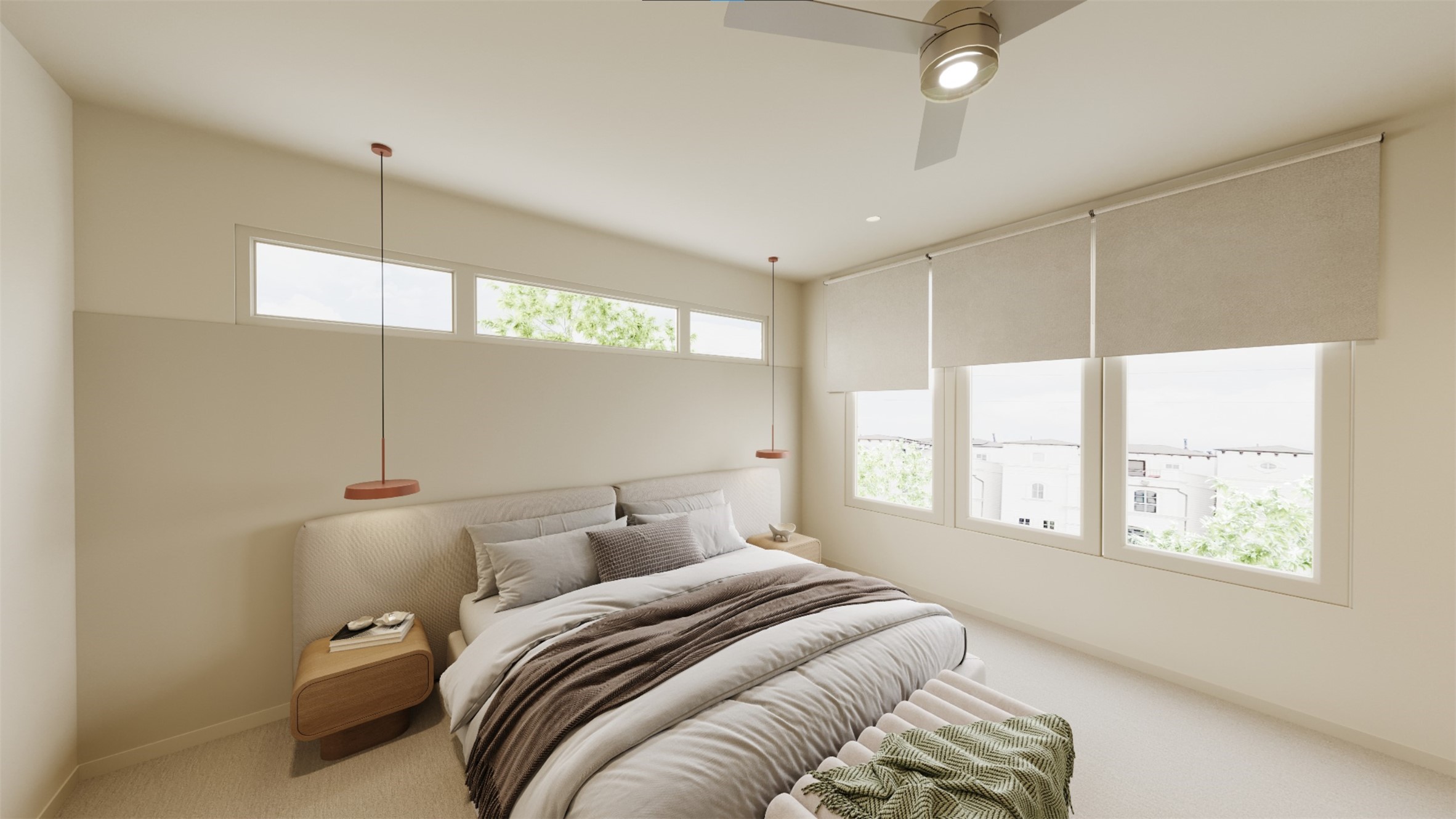 Serene and inviting 2nd floor primary bedroom suite.  (Engineered wood flooring vs carpet is standard).