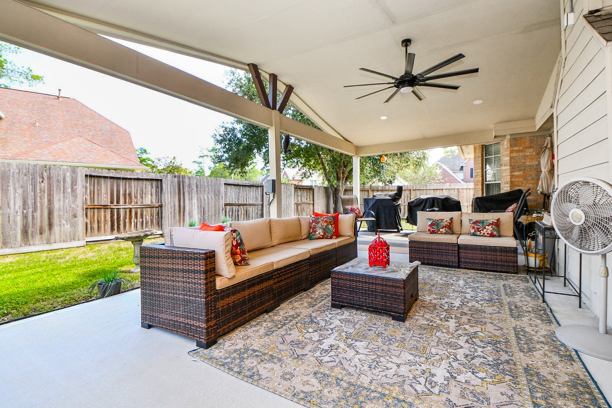 Imagine slow Saturday mornings with coffee in hand, afternoons spent visiting with friends, and evenings enjoying the outdoors without leaving home. This expansive covered patio makes it easy to bring everyday living outside.