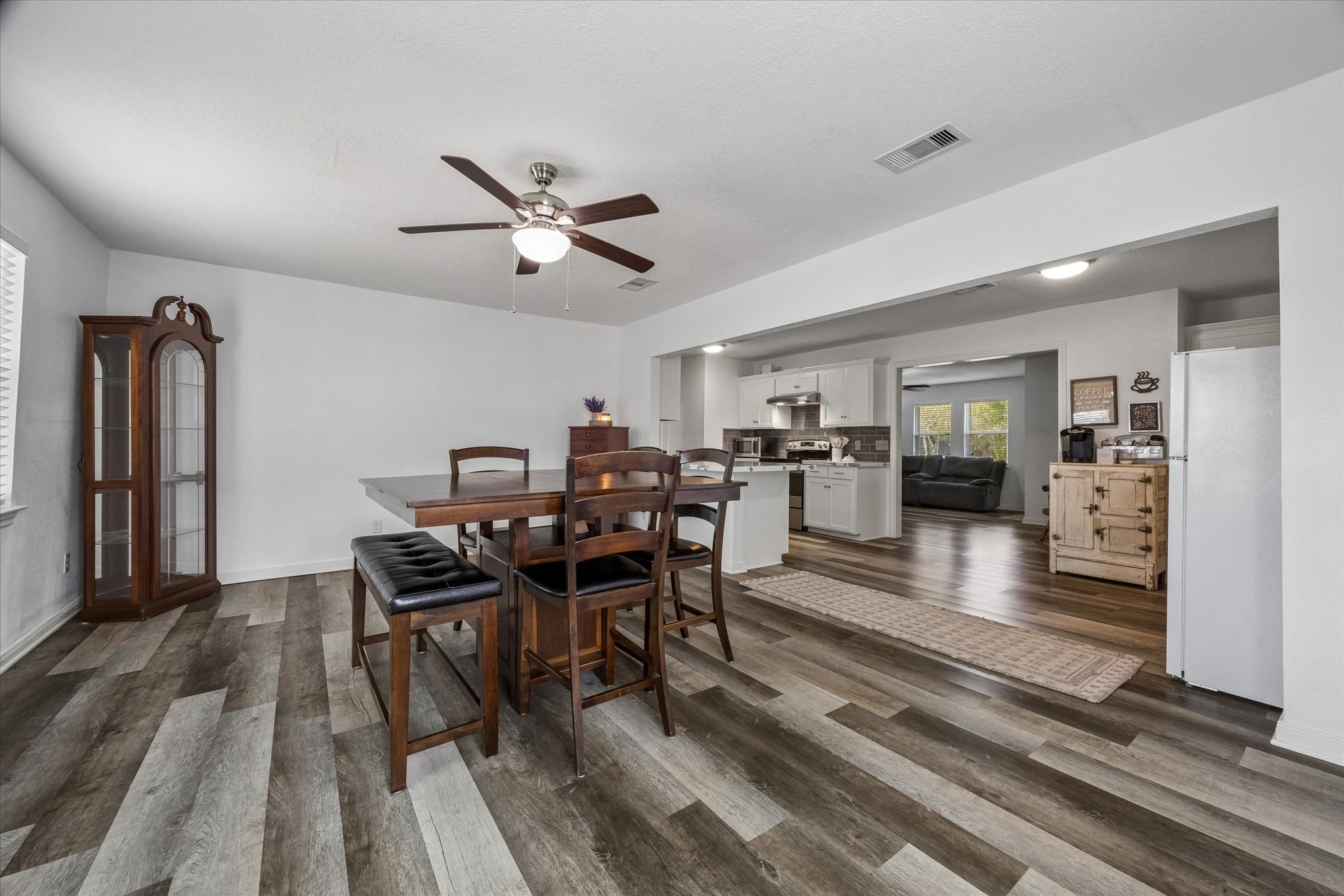 This spacious area has enough space to add a second sitting area.