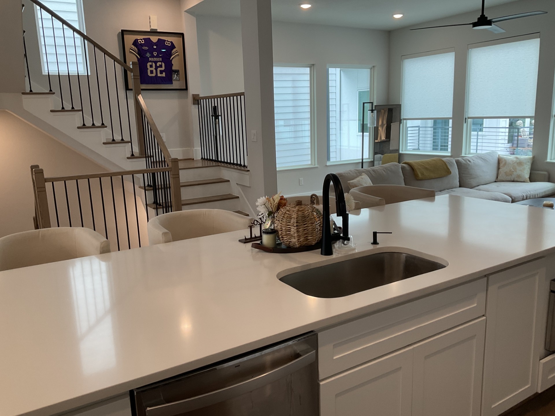 Huge Island counter space with lots of storage under it.