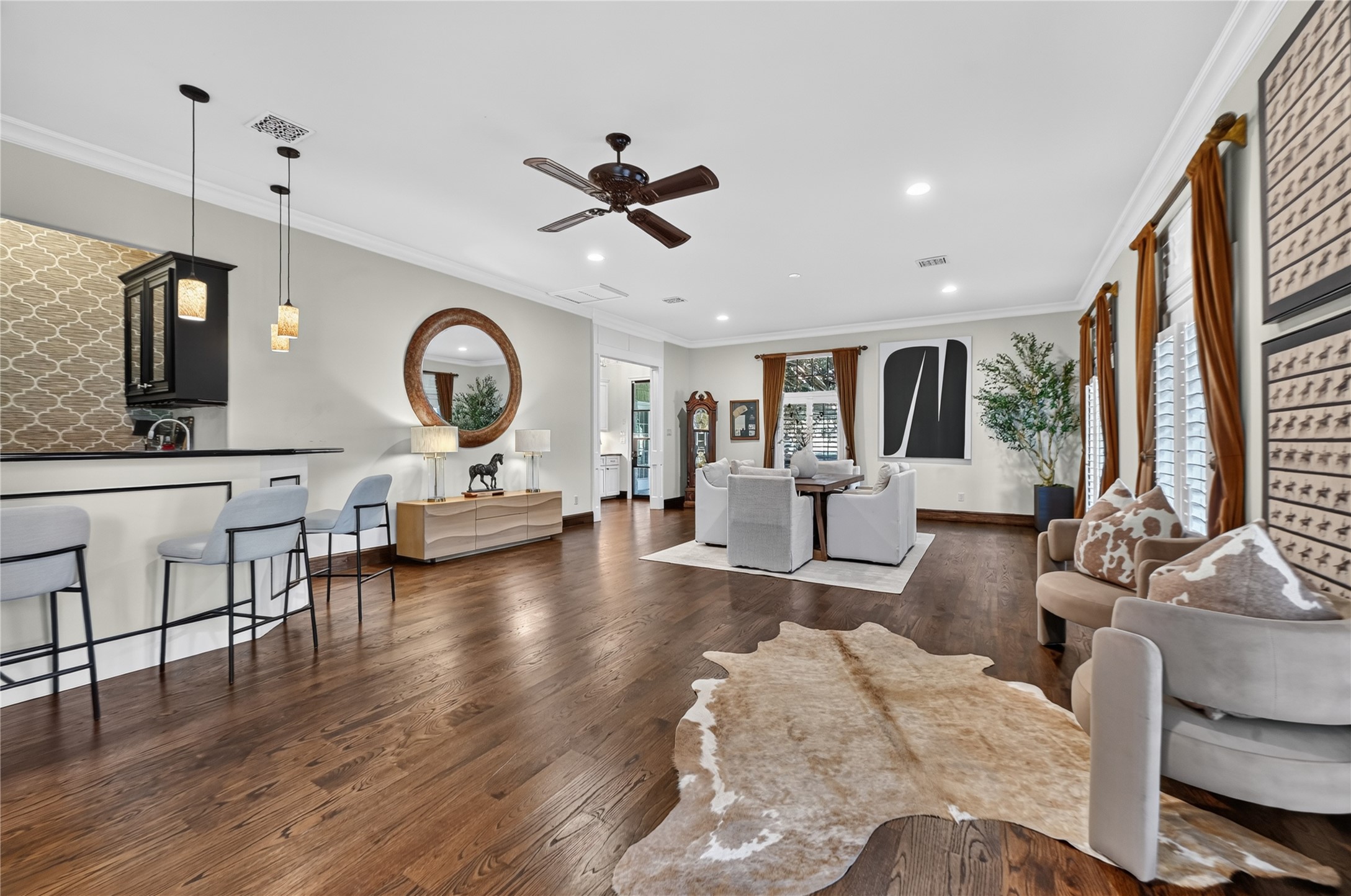The formal dining is the perfect space for entertaining with family during the holidays! Complete with wet bar.