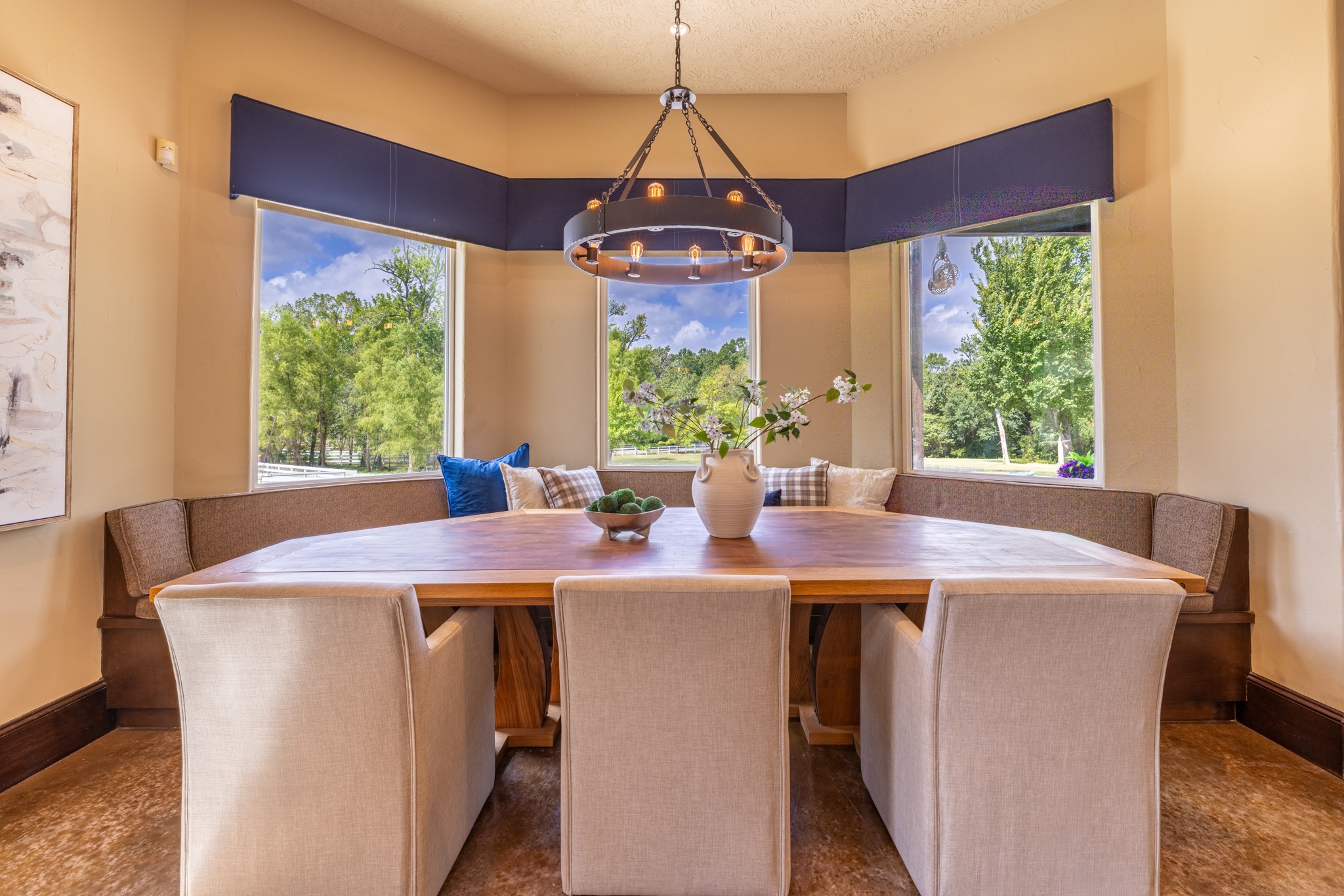 Sunlit and welcoming, the breakfast room turns everyday coffee and meals into cherished rituals.
