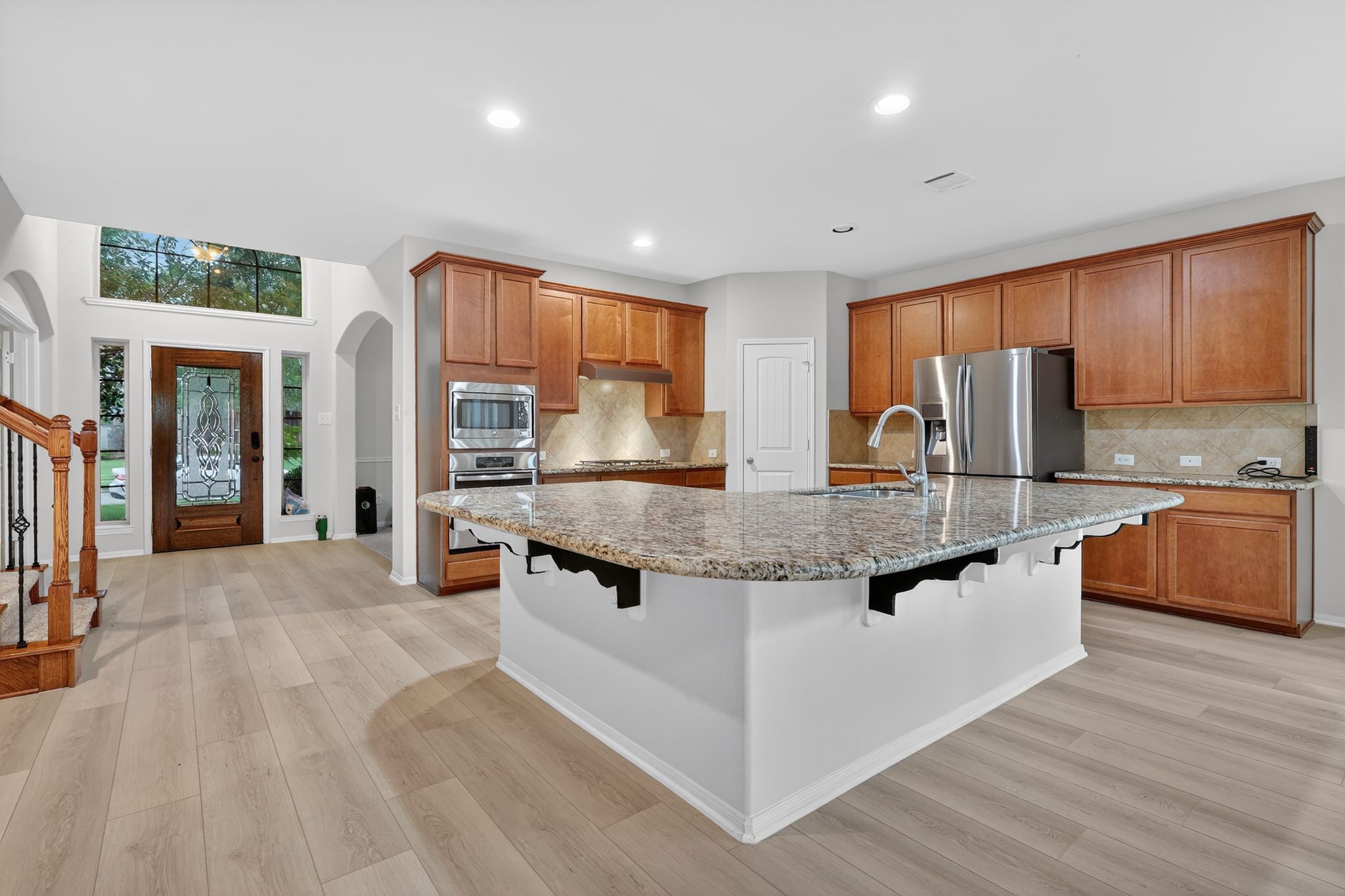 Kitchen with stainless steel appliances